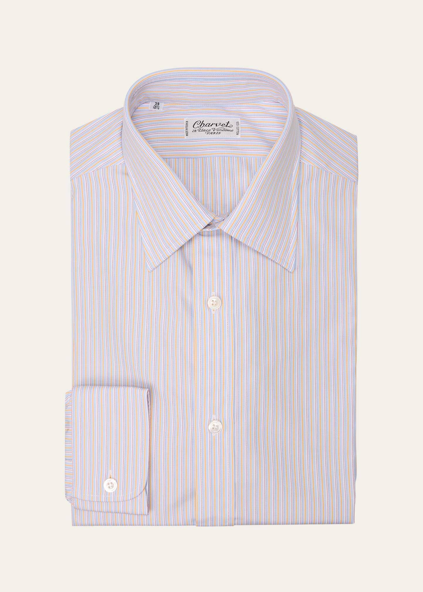 Mens Cotton Multi-Stripe Dress Shirt Product Image