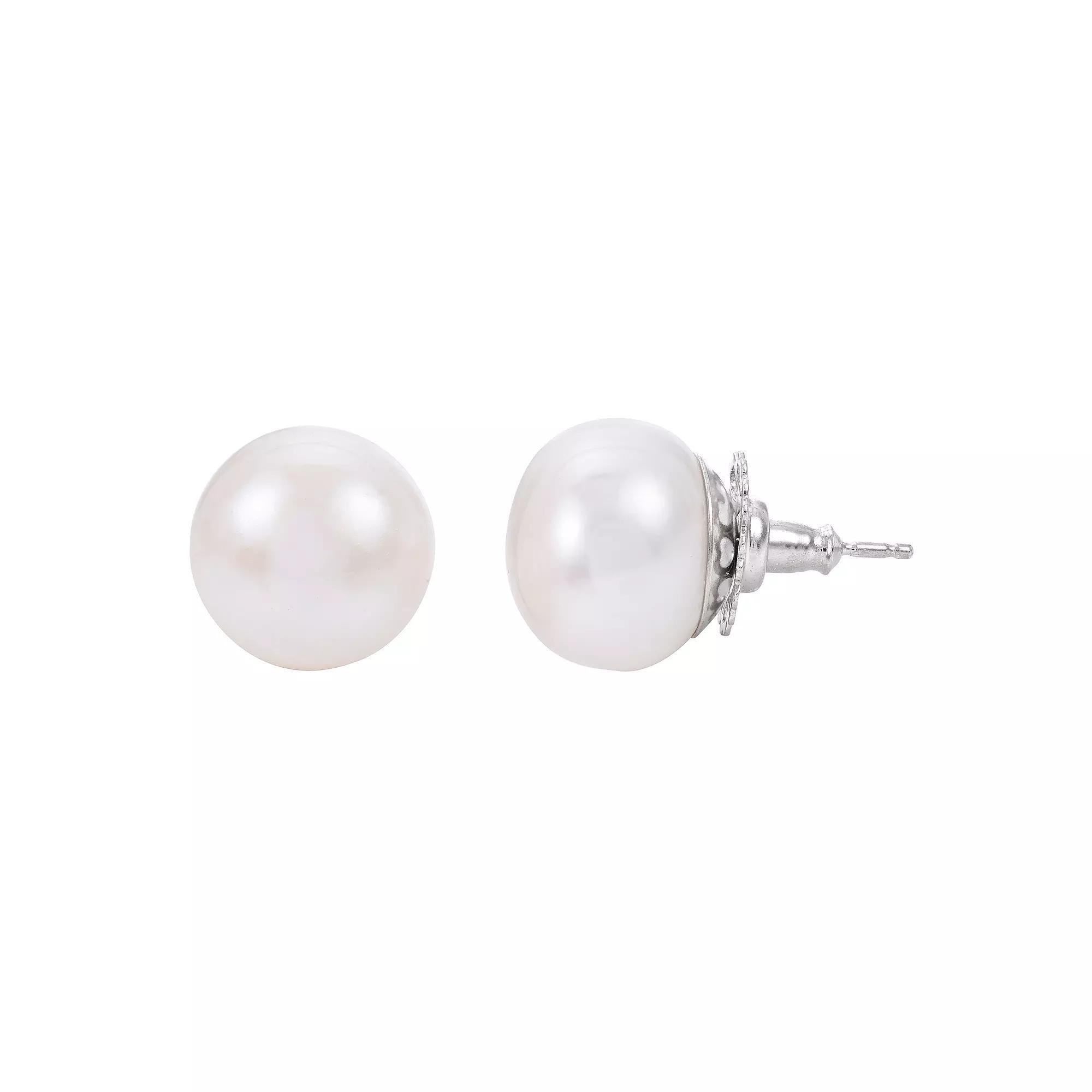 PearLustre by Imperial Sterling Silver Freshwater Cultured Pearl Stud Earrings, Womens Product Image