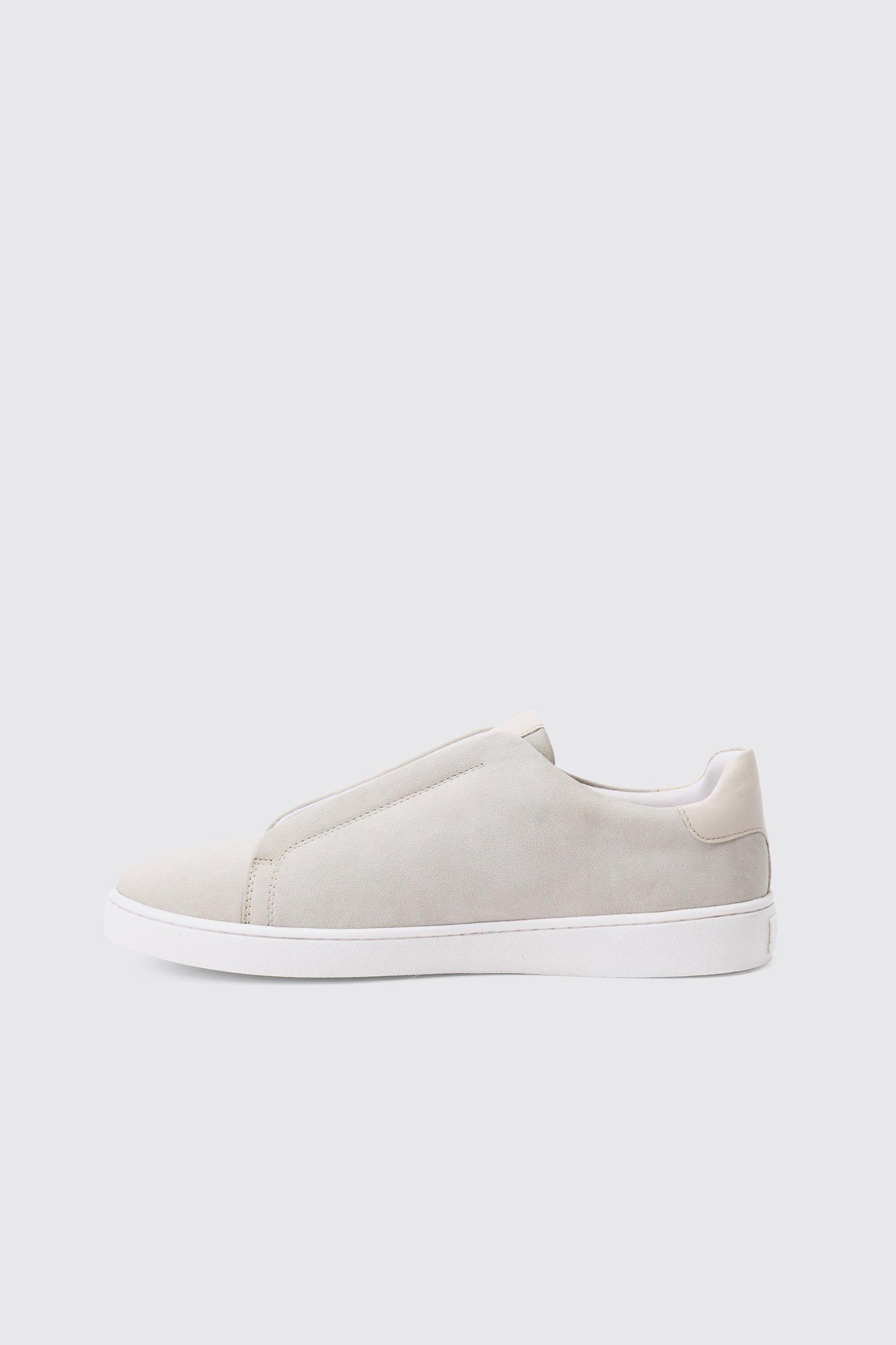 Faux Suede Sneakers In Stone | boohooMAN USA Product Image