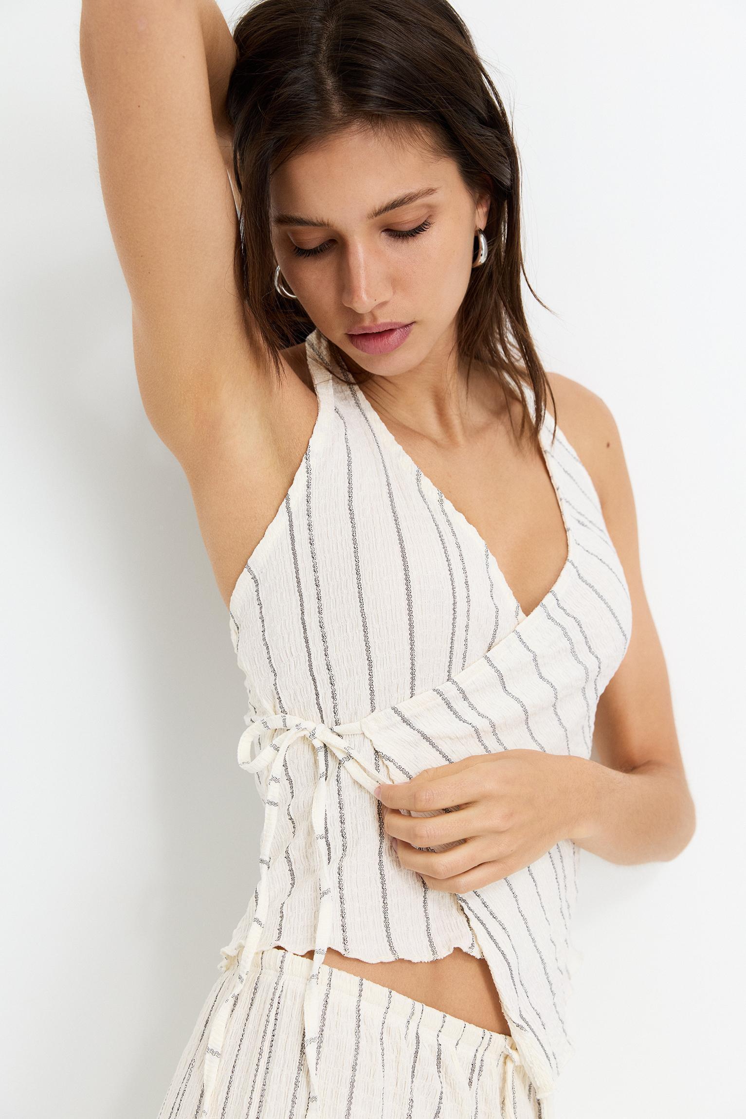 Striped crepe top Product Image