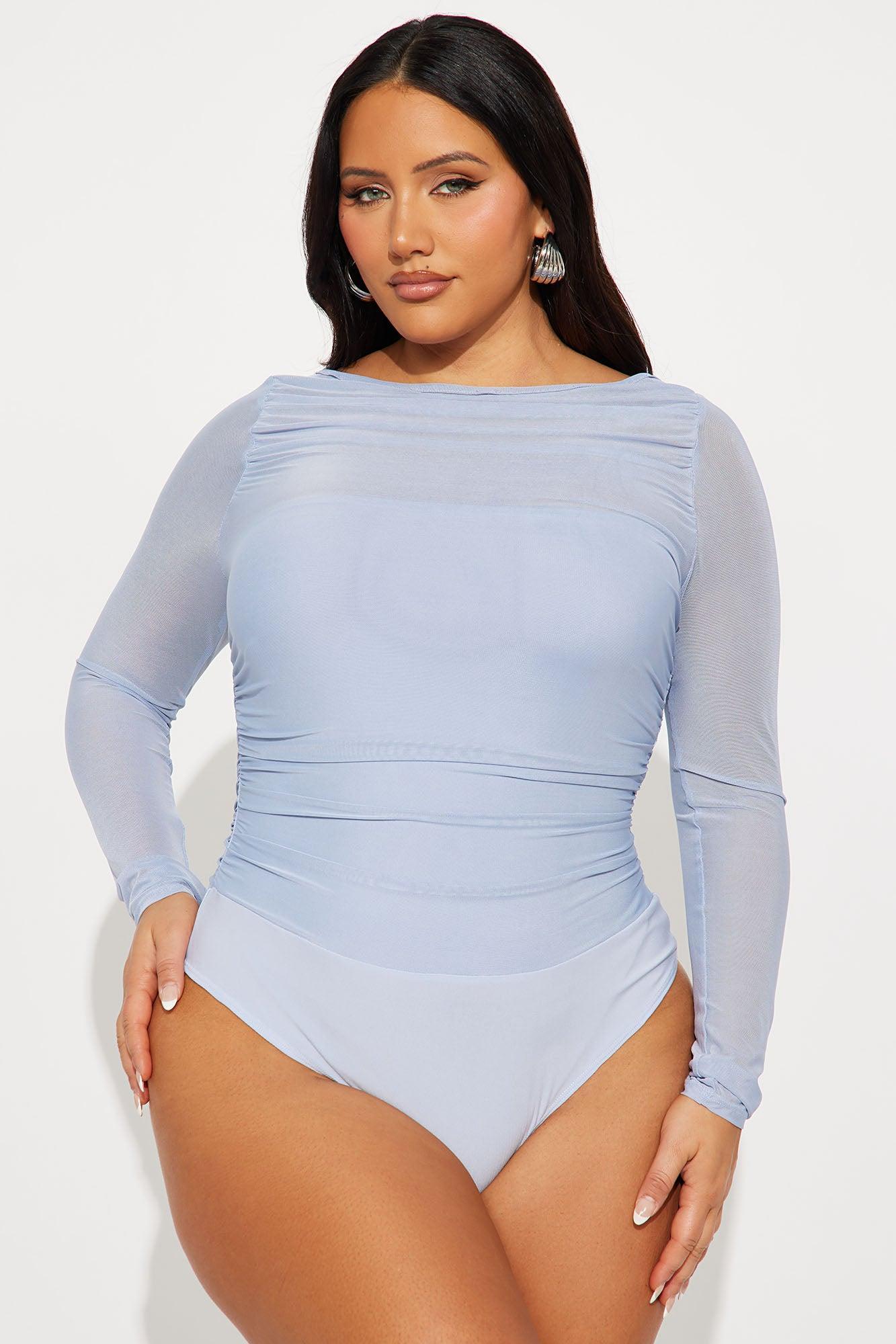 Melina Mesh Long Sleeve Bodysuit - Periwinkle Female Product Image