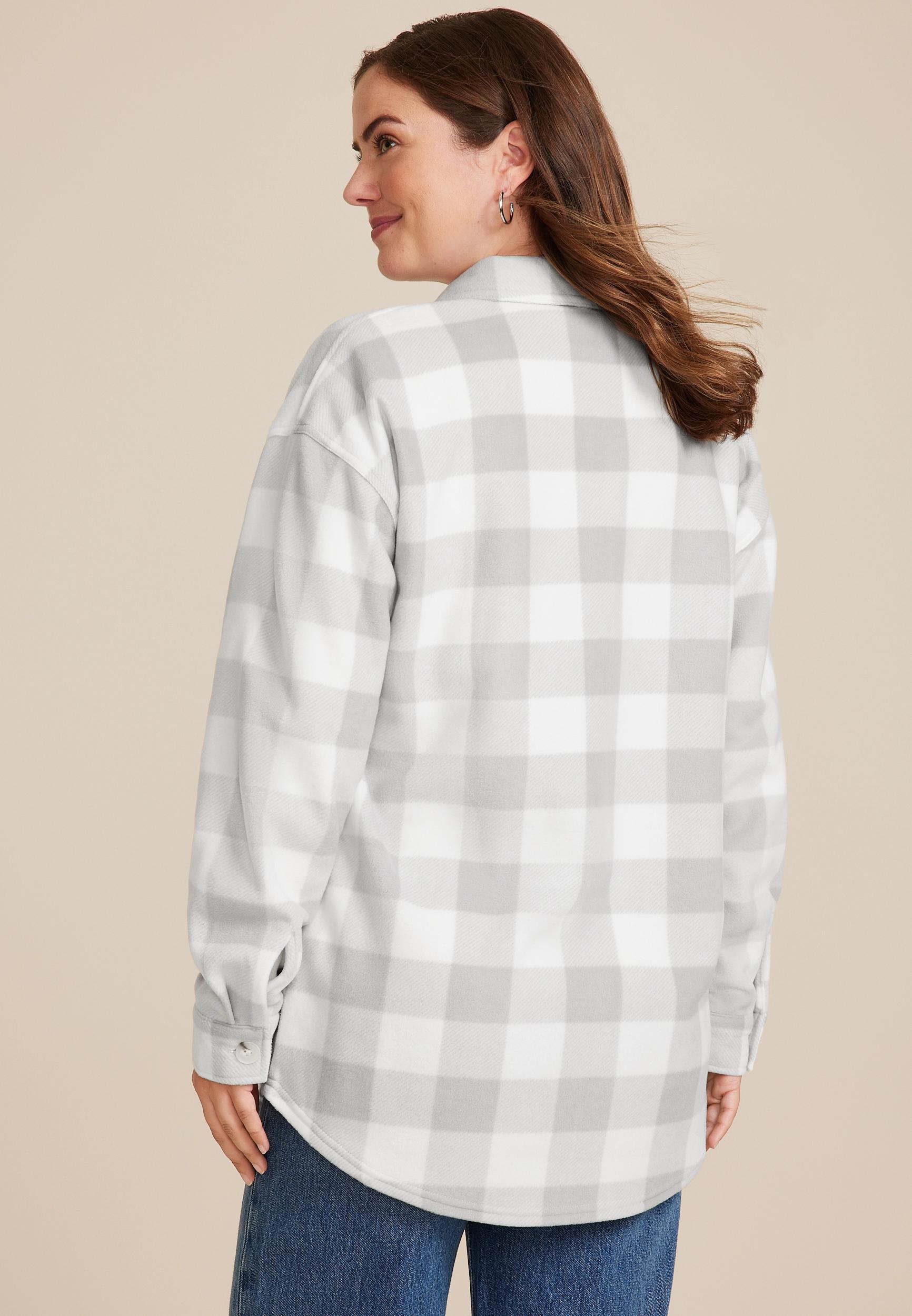 Maurices Womens Wilder Fleece Shacket Gray Size Medium Product Image