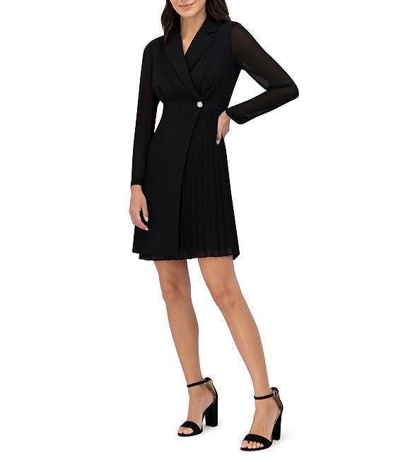 Vince Camuto Signature Stretch Notch Lapel Collar Long Sleeve Faux Wrap Jacket Dress Product Image