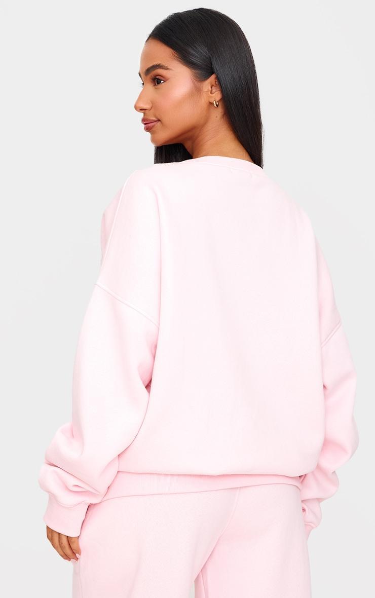  Petite Light Pink Crew Neck Oversized Sweatshirt Product Image