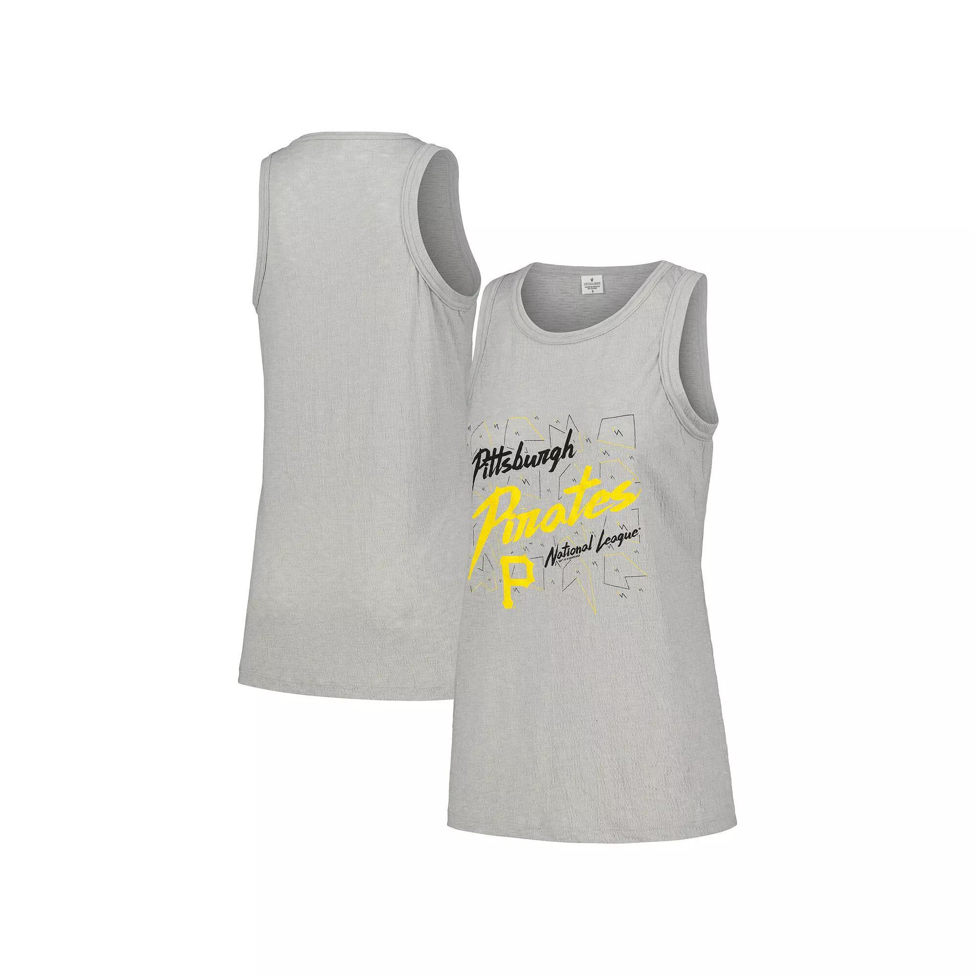 Womens Soft as a Grape Gray Pittsburgh Pirates Gauze High Neck Tank Top Product Image