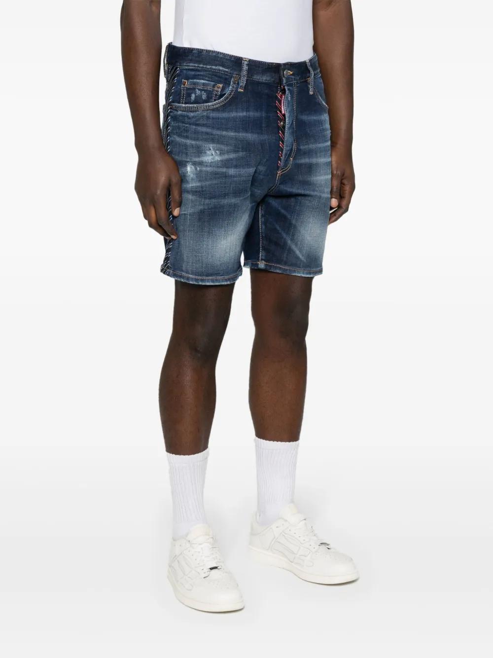 Dark Easy Ripped Wash Marine shorts Product Image