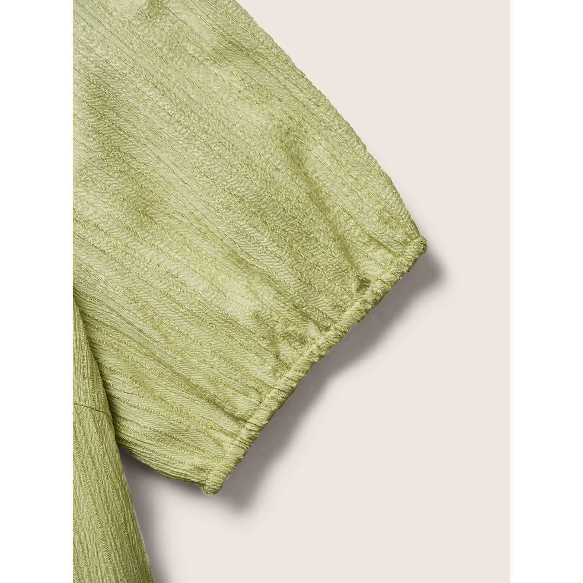 Plus Size Texture Gathered Ruffle Layered Hem Midi Dress Applegreen Women Resort Texture Square Neck Short sleeve Curvy BloomChic 12/L Product Image
