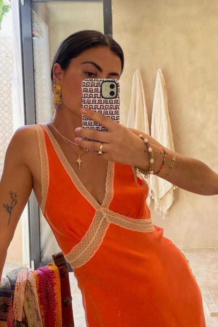 Meet Me On The Dance Floor Bias Cut Maxi Dress Orange Product Image