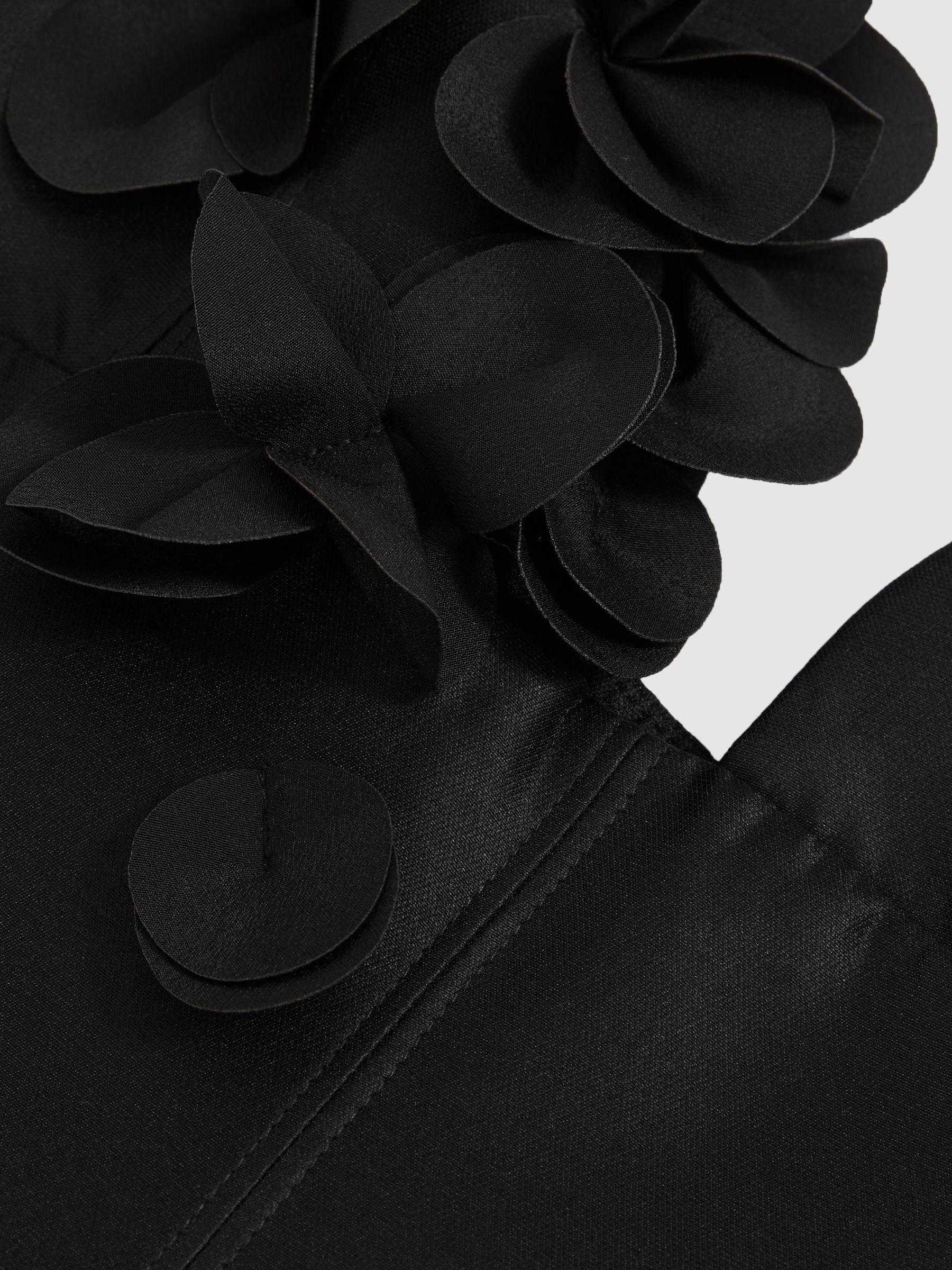 Acler Petal Detail Fitted Mini Black Dress in Black Product Image
