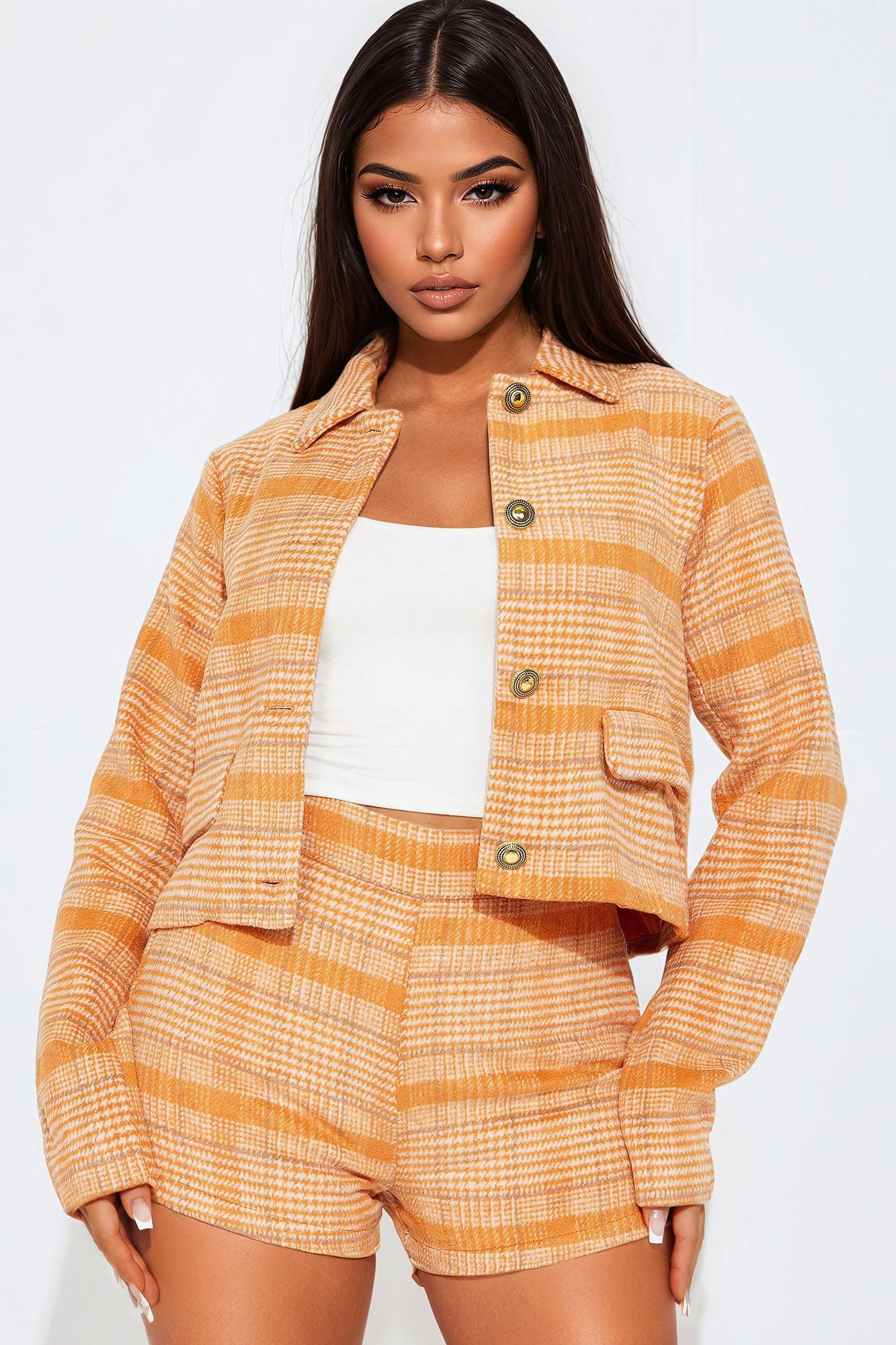Sasha Plaid Short Set - Orange Product Image