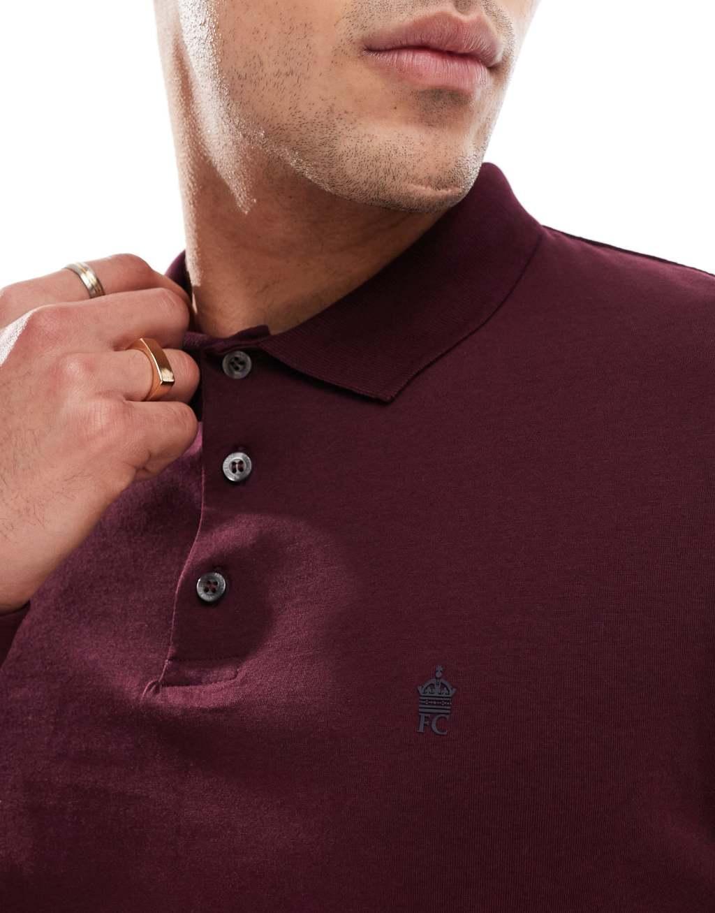 French Connection long sleeve polo shirt in black Product Image