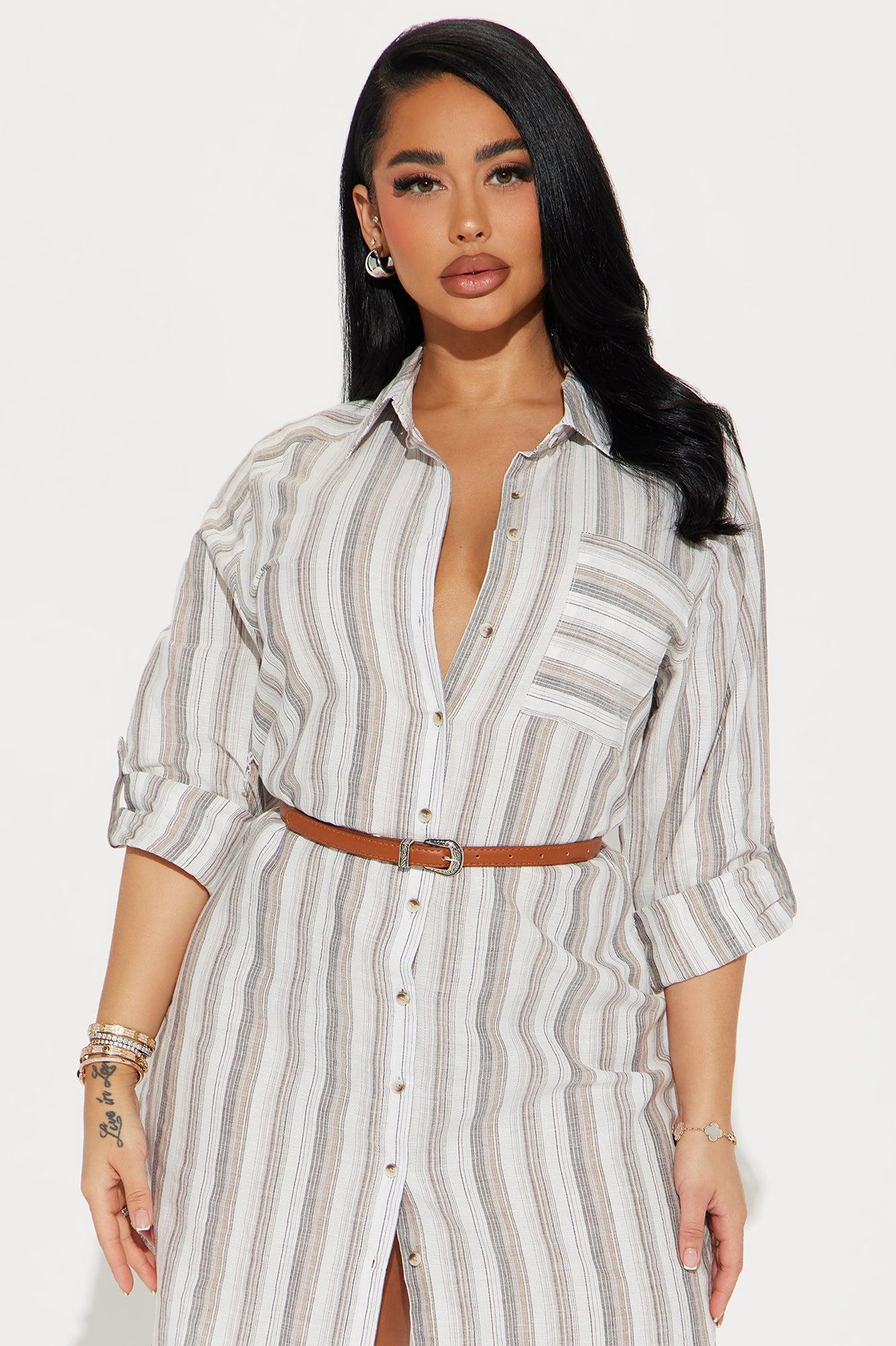 Sara Linen Mini Dress - Mocha/combo Product Image
