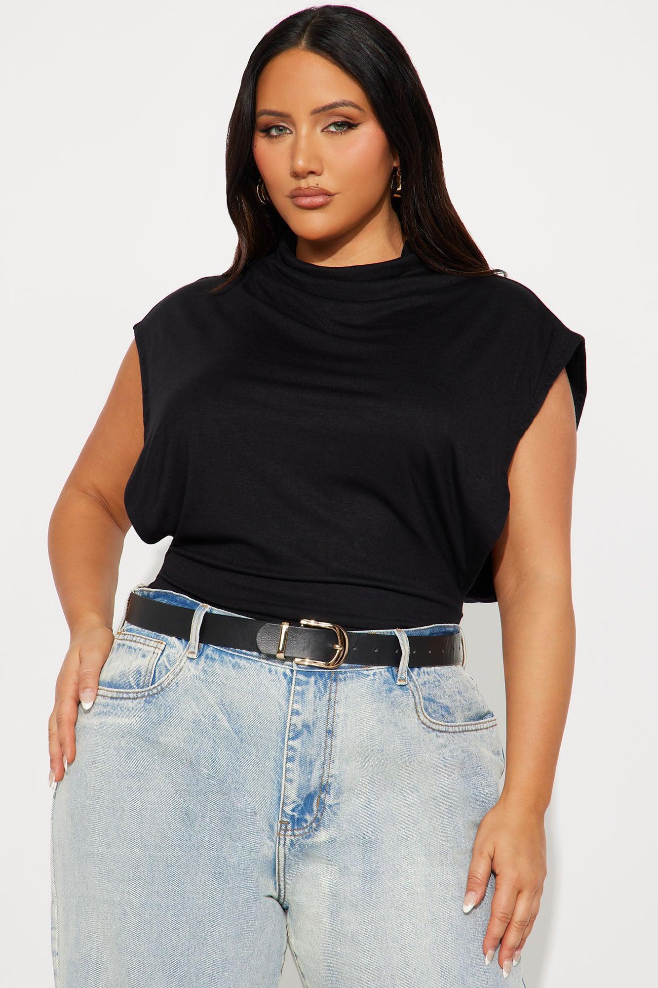 Audra Double Lined Turtle Neck Bodysuit - Black Product Image