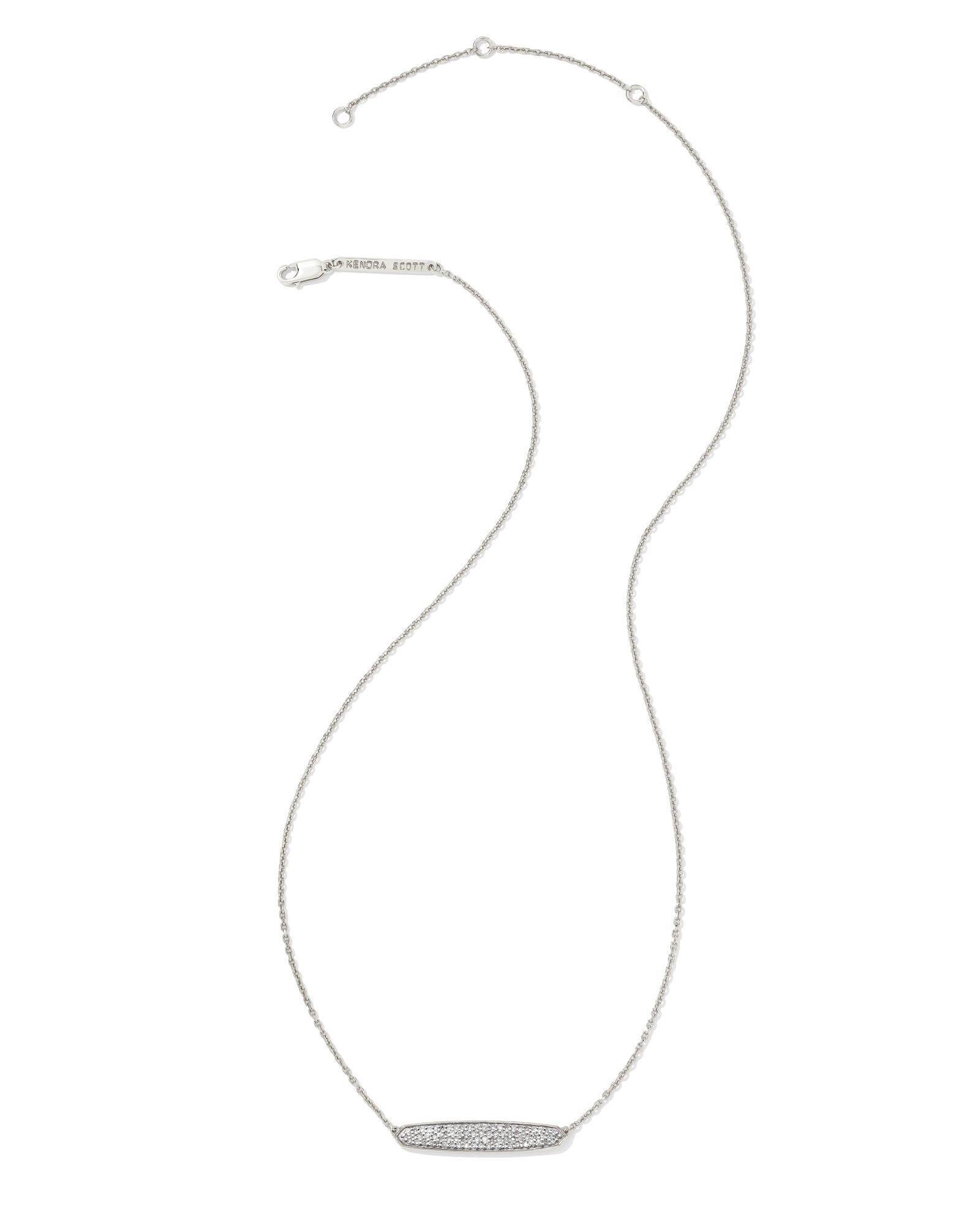 Kendra Scott Mattie Sterling Silver Pave Pendant Necklace in White Diamond | Diamonds Product Image