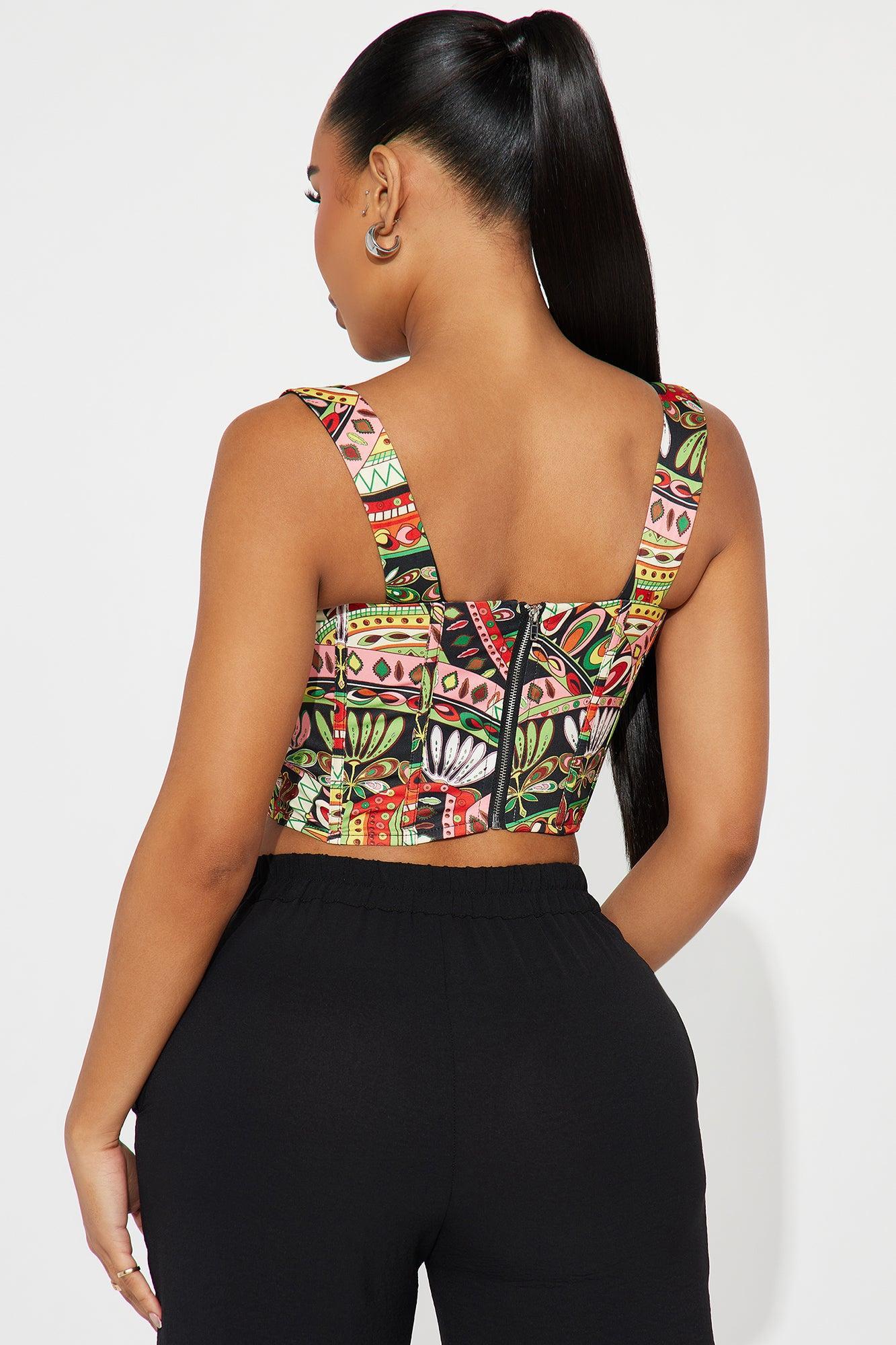 Summer Heat Printed Corset Top - Multi Color Product Image
