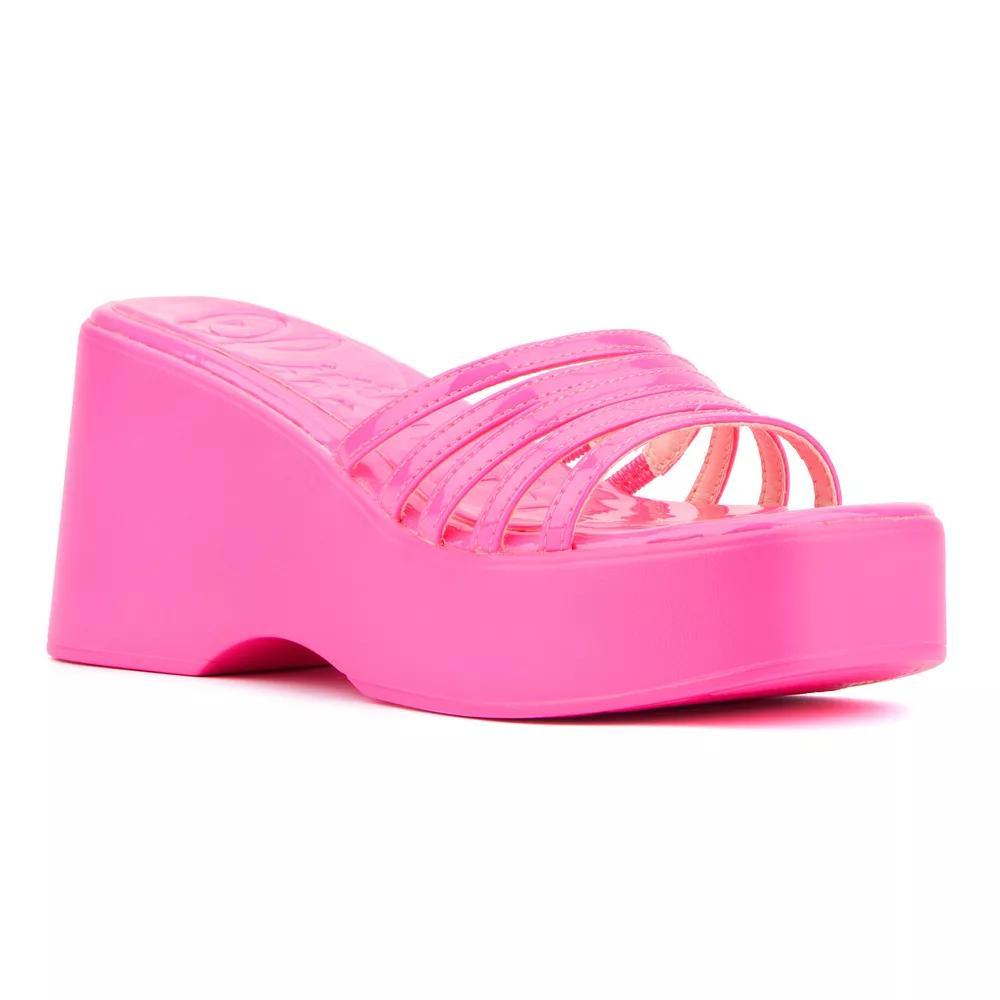 Olivia Miller Women's Dreamer Wedge Sandals, Size: 9, Neon Pink Product Image