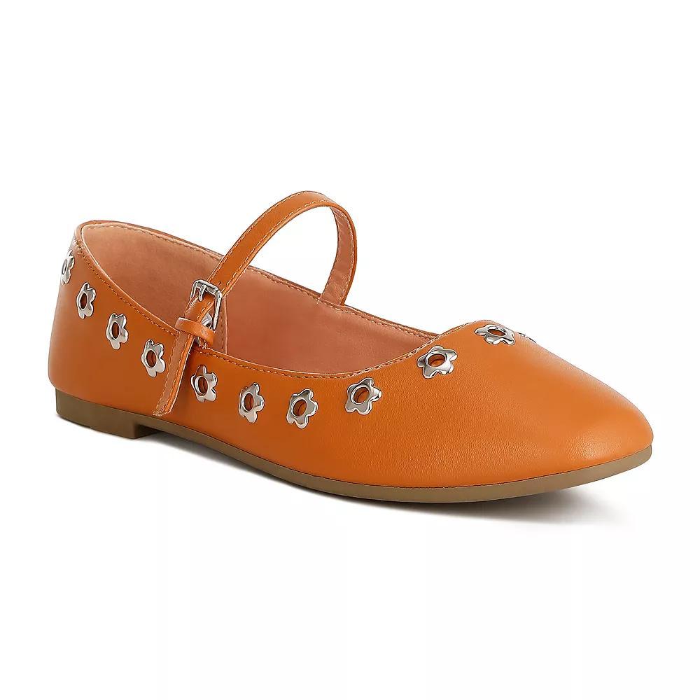 London Rag Floral Eyelet Women's Strapped Ballet Flats, Size: 8 Product Image