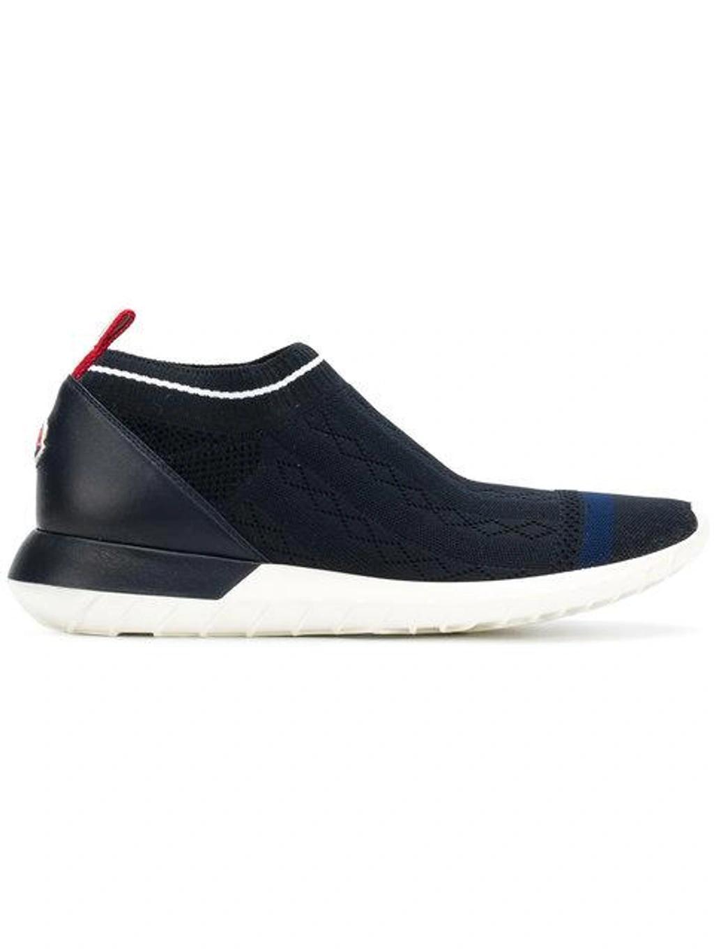 MONCLER Giroflee Leather-paneled Stretch-knit Slip-on Sneakers In Nero Product Image