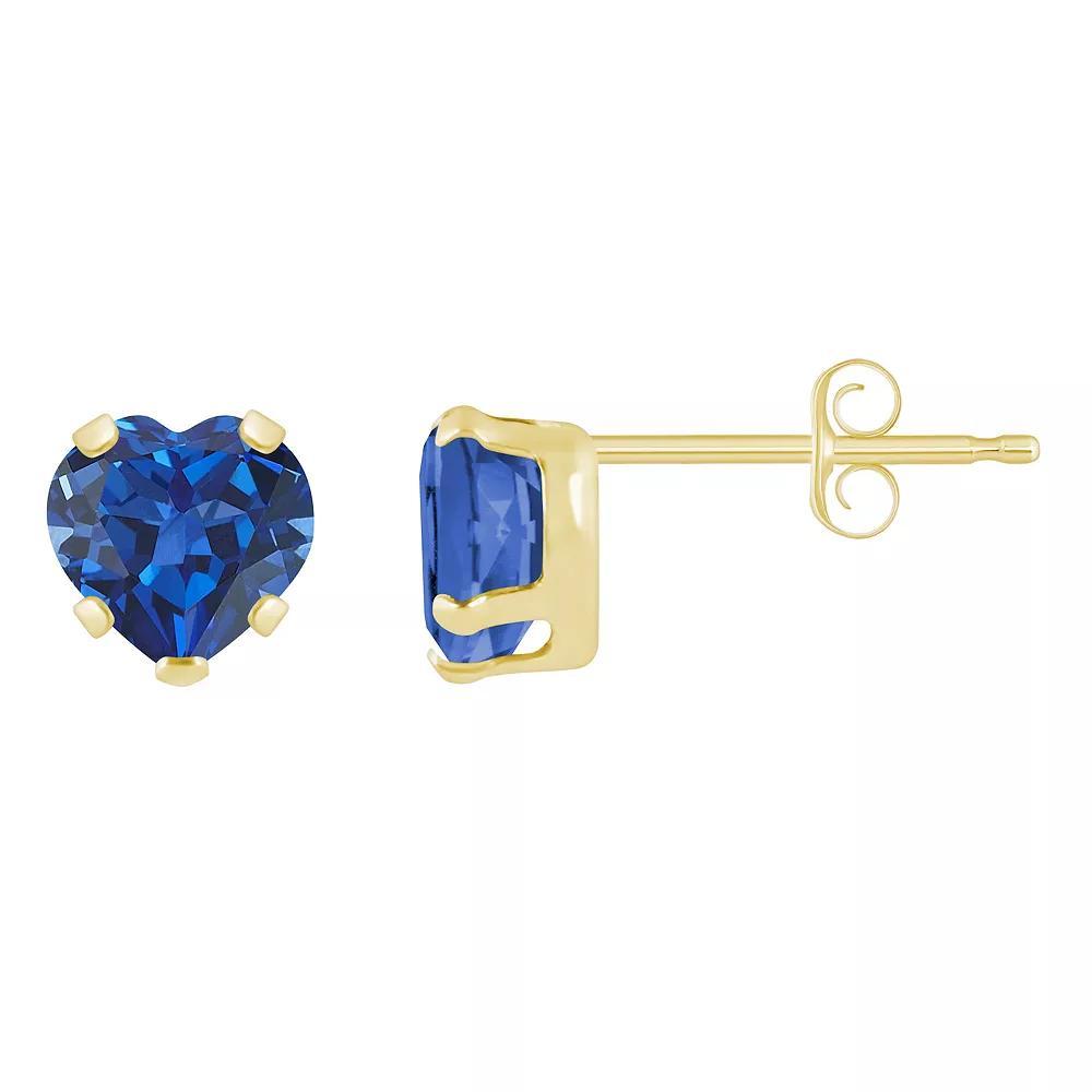 Celebration Gems 10k Gold 5 mm Heart Shape Gemstone Stud Earrings, Women's, Peridot Product Image