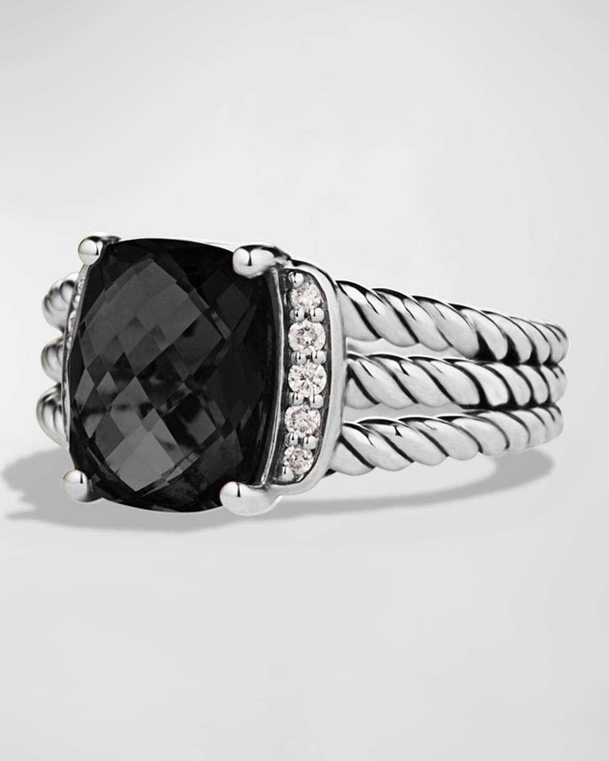David Yurman Petite Wheaton Ring with Black Onyx and Diamonds Product Image