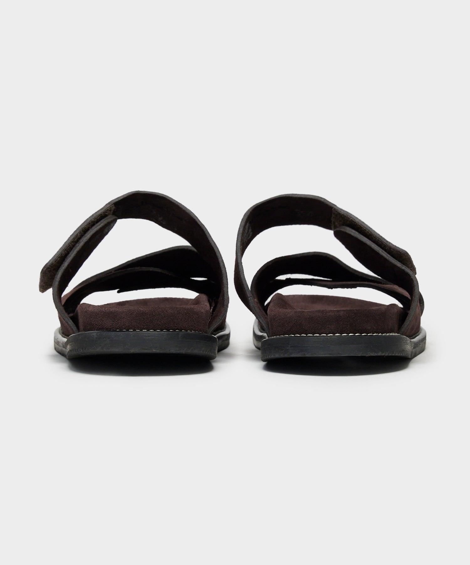 Nomad Suede Adjustable Crossover Sandal in Dark Brown Product Image