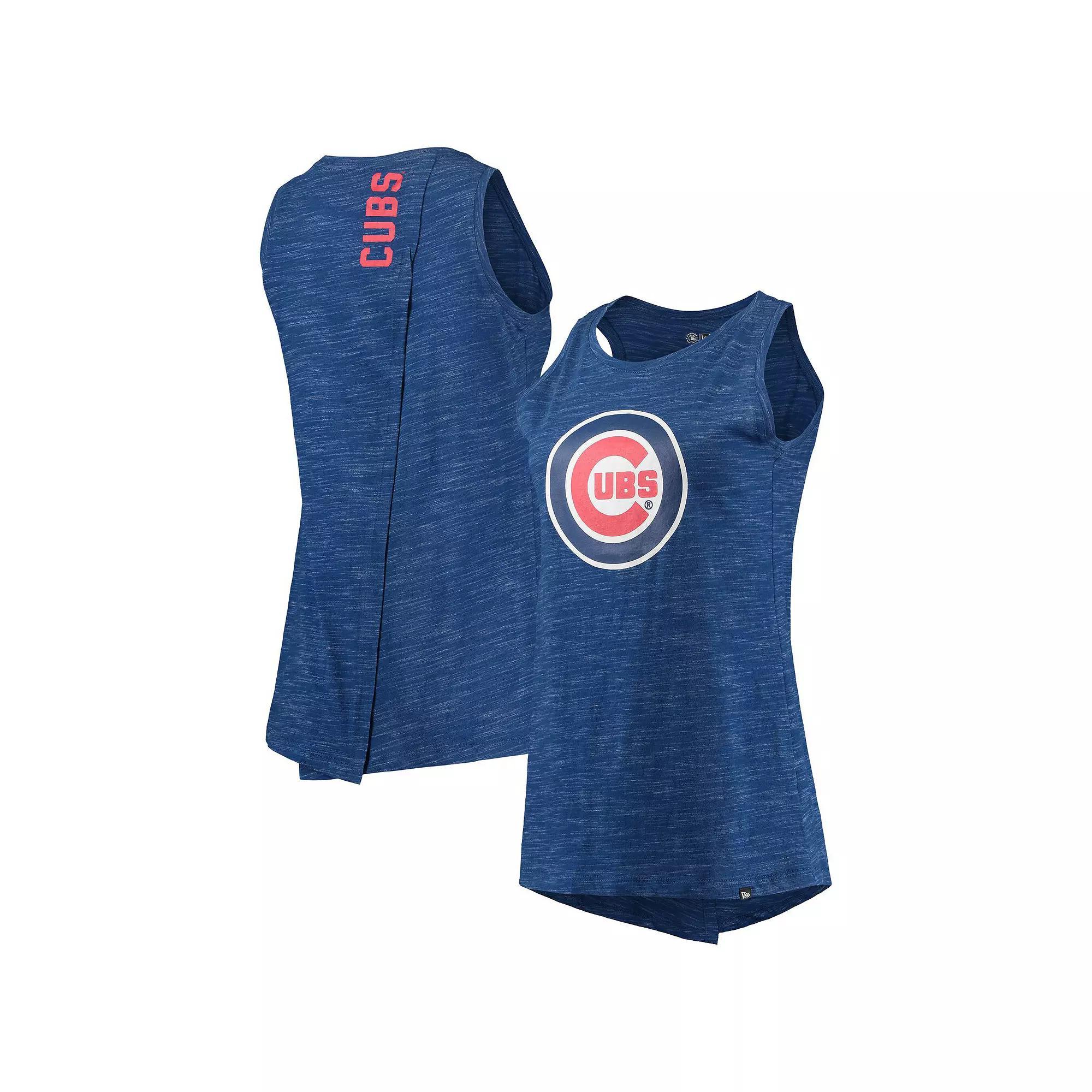 Womens New Era Royal Chicago Cubs Space Dye Back-Knot Tank Top Product Image