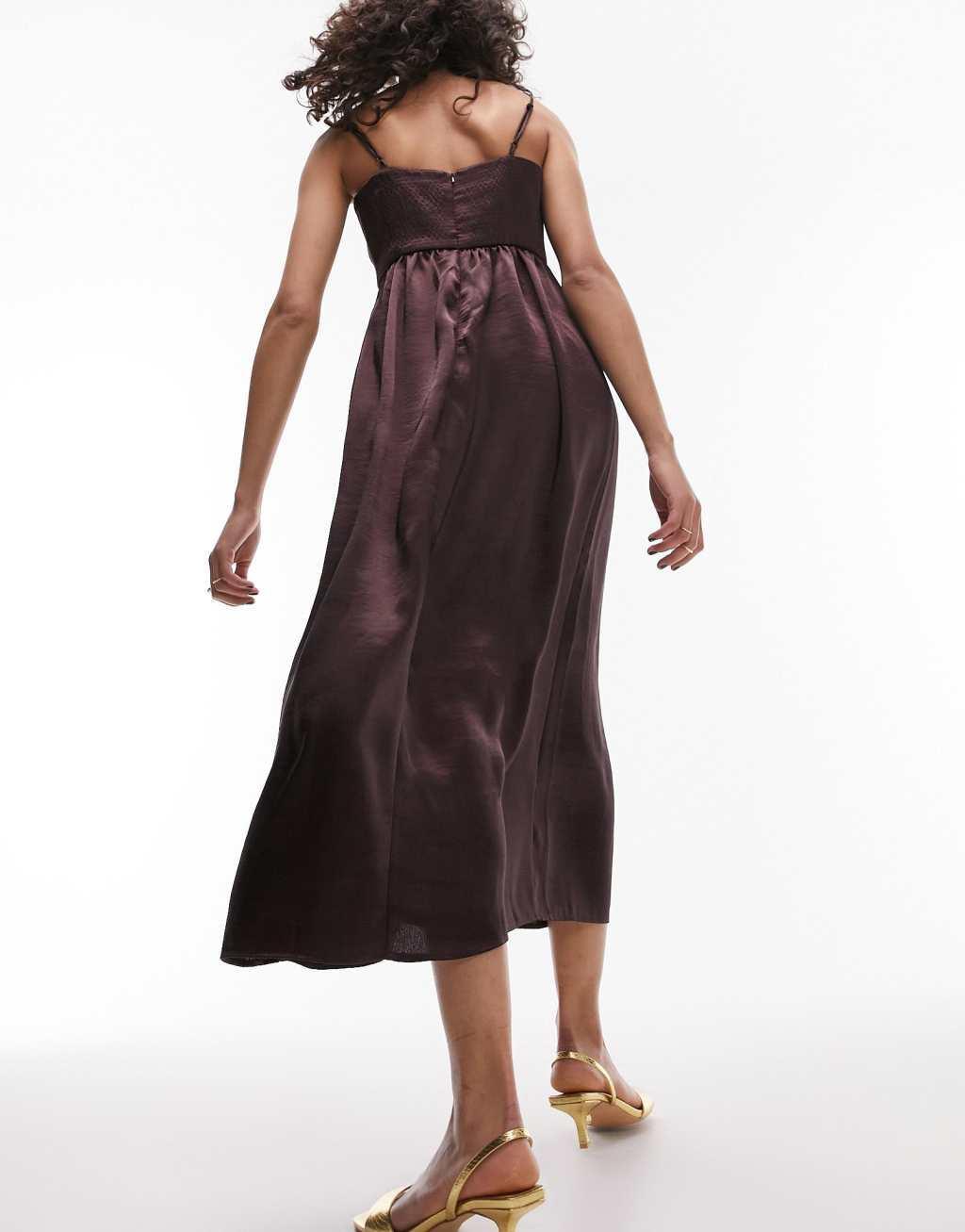 Topshop corset bust satin midi dress Product Image