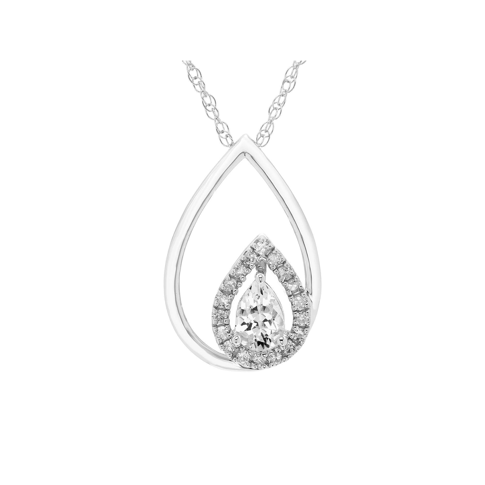 Boston Bay Diamonds Sterling Silver Diamond Accent & Lab-Grown Gemstone Pear Shape Pendant Necklace, Women's, Size: 18", White Blue Product Image