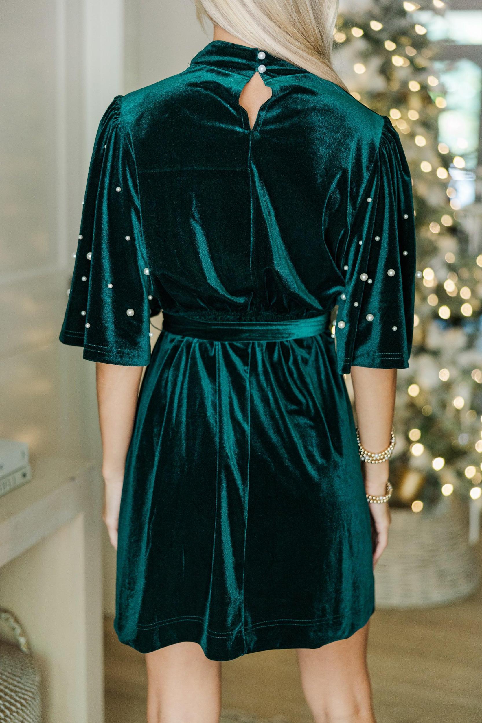 Remember The Night Emerald Green Velvet Dress Female Product Image
