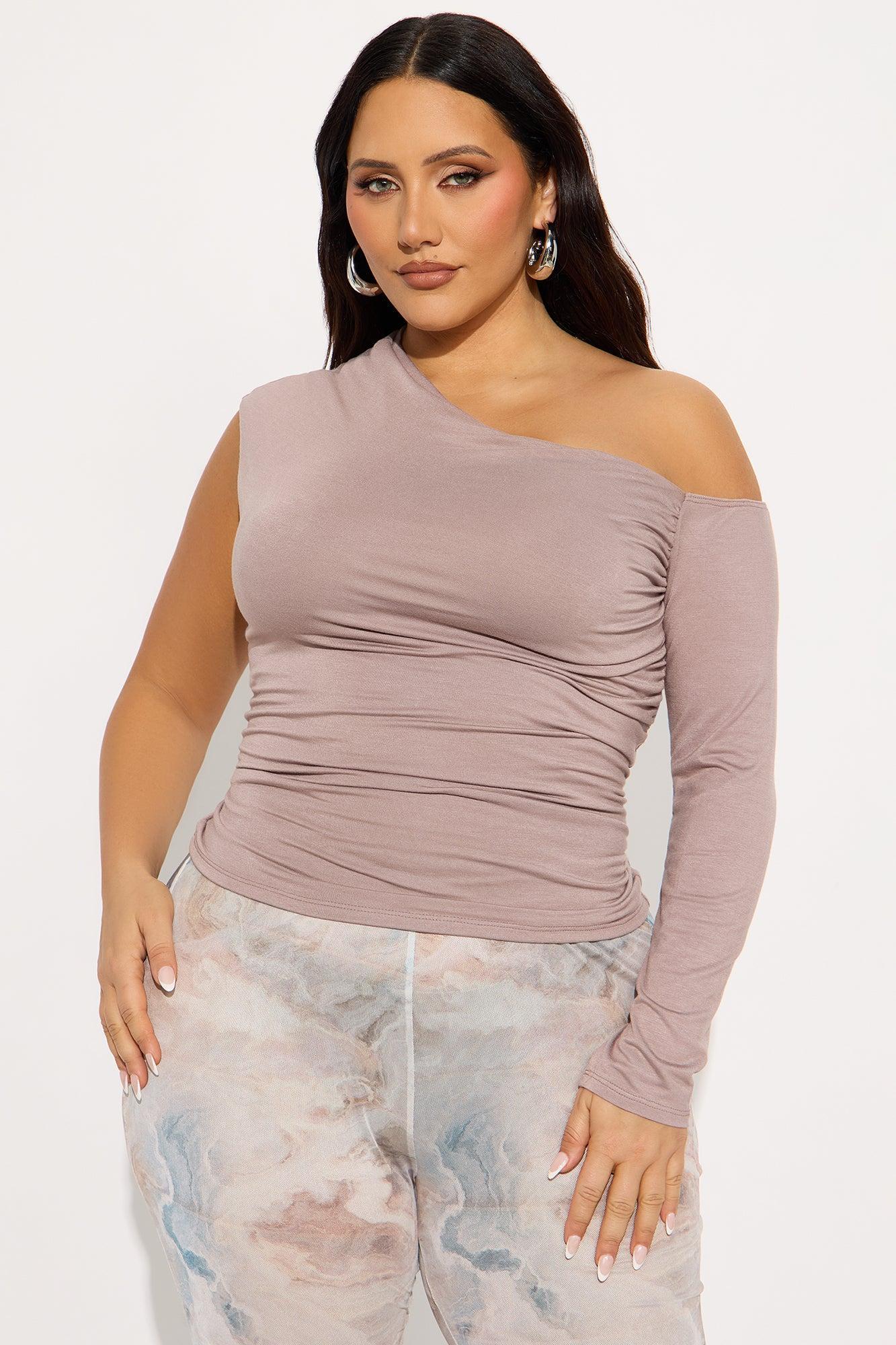 Ashling Ruched Off Shoulder Top - Mocha Product Image
