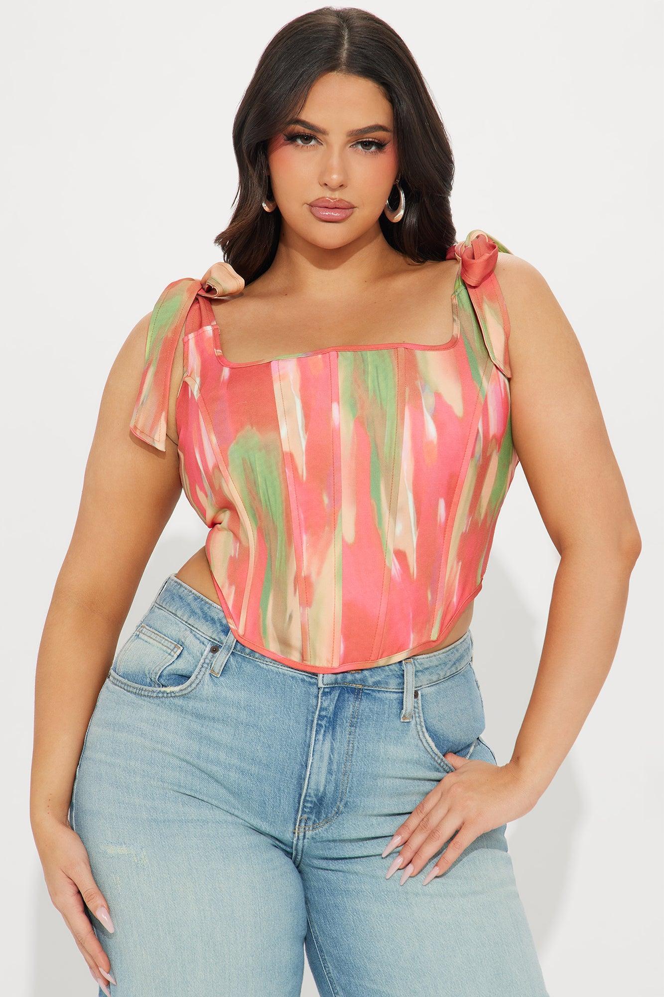 Summer Sunset Corset Top - Orange/combo Product Image