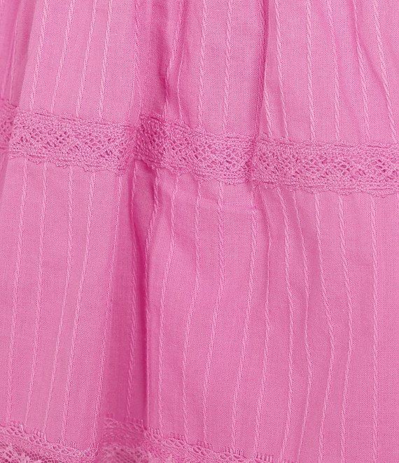 Lace Square Neck Short Flutter Sleeve Tiered Mini Dress Product Image