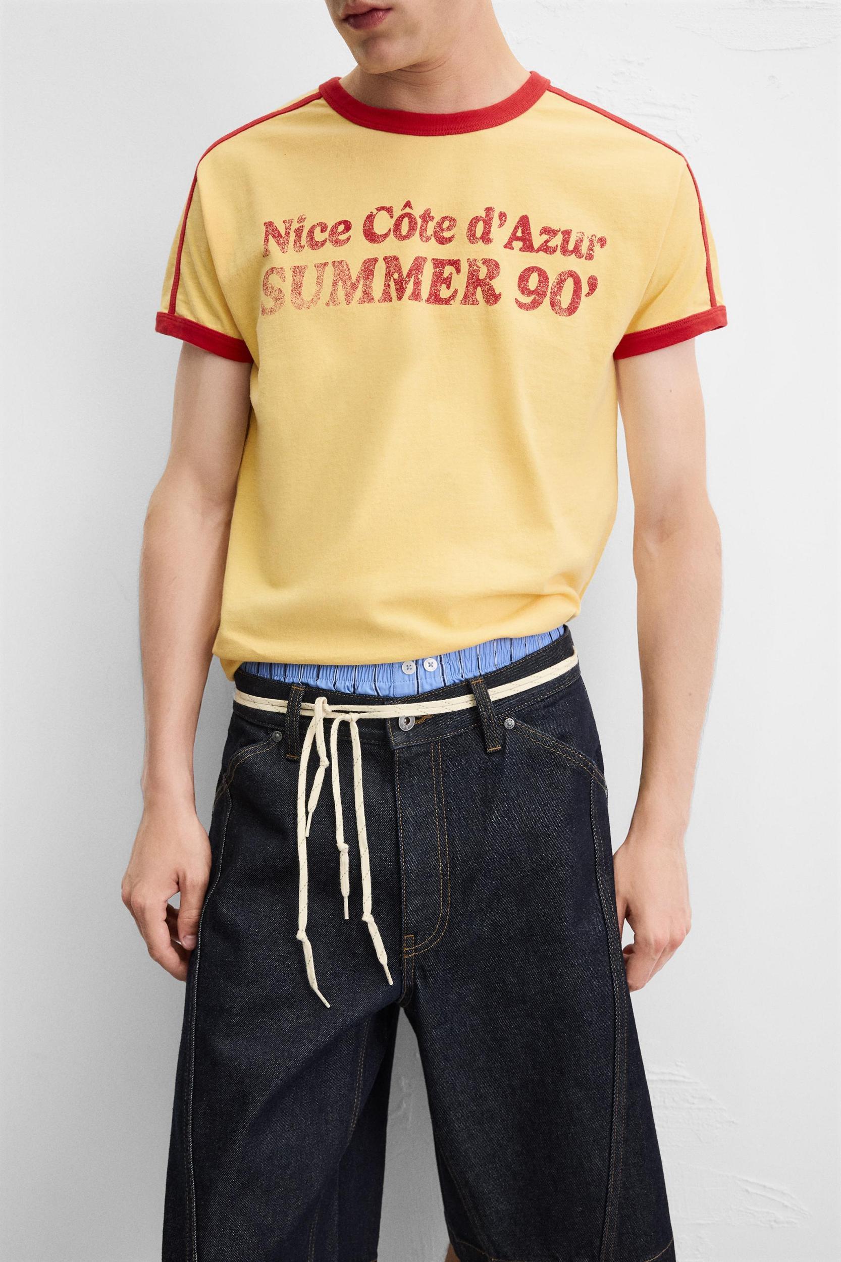 RIB CONTRAST TEXT T-SHIRT Product Image