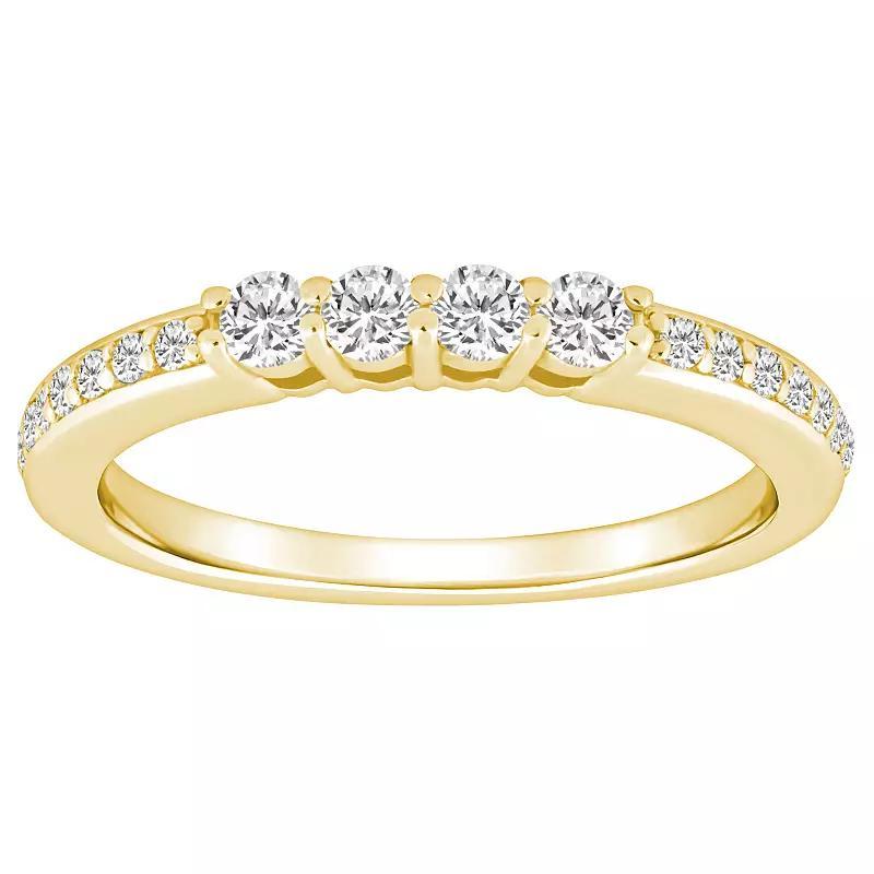 Alyson Layne 14k Gold 3/8 Carat T.W. Diamond 4-Stone & Pave Band Wedding Ring, Womens 14k White Gold Product Image
