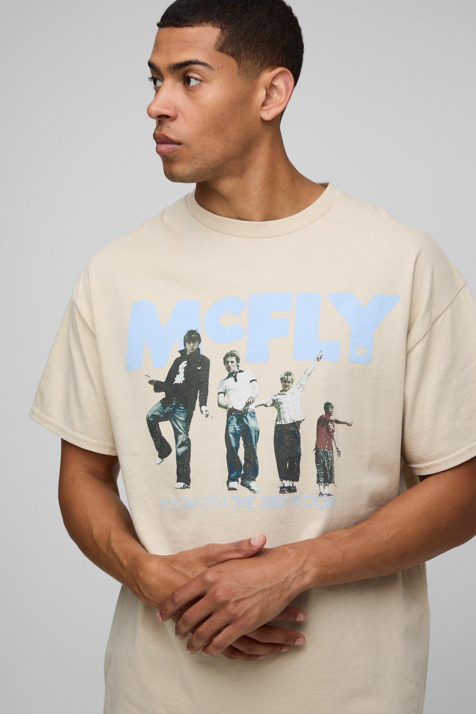 Stone Oversized McFly License T-Shirt | boohooMAN USA Product Image