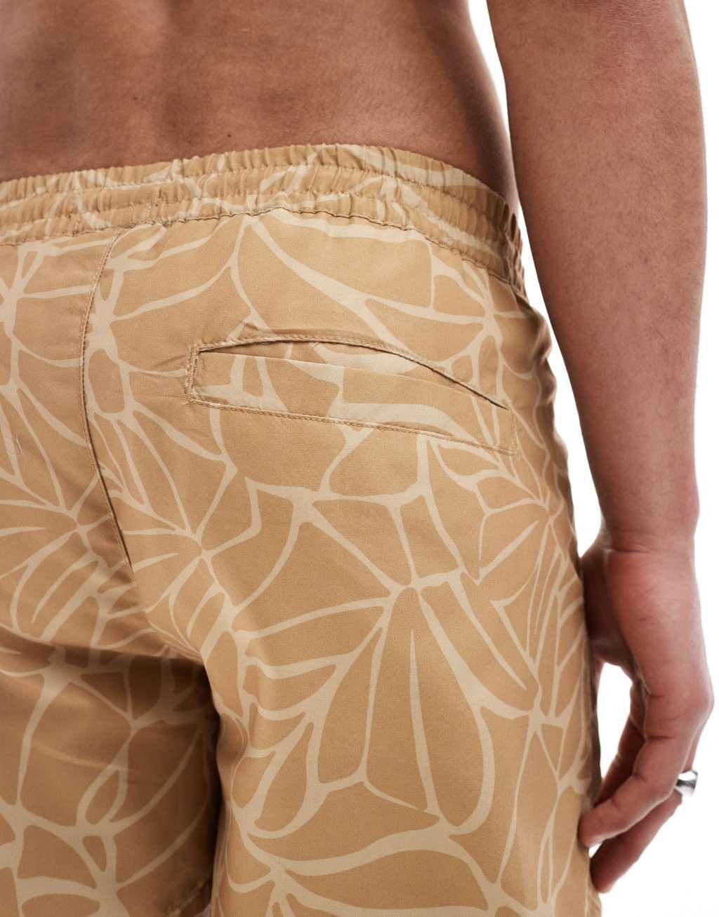 Aray halle abstract print swim shorts in brown Product Image