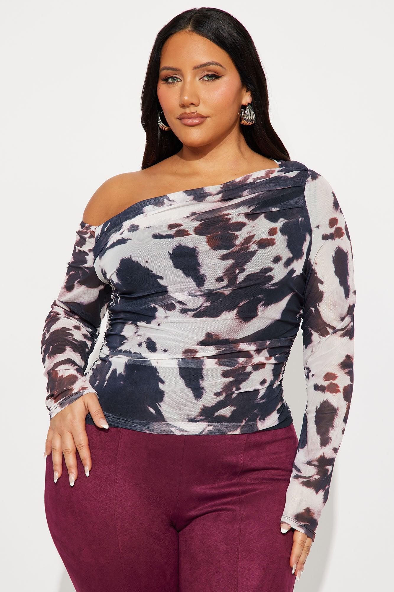 Lina Mesh Off Shoulder Top - Black/combo Product Image