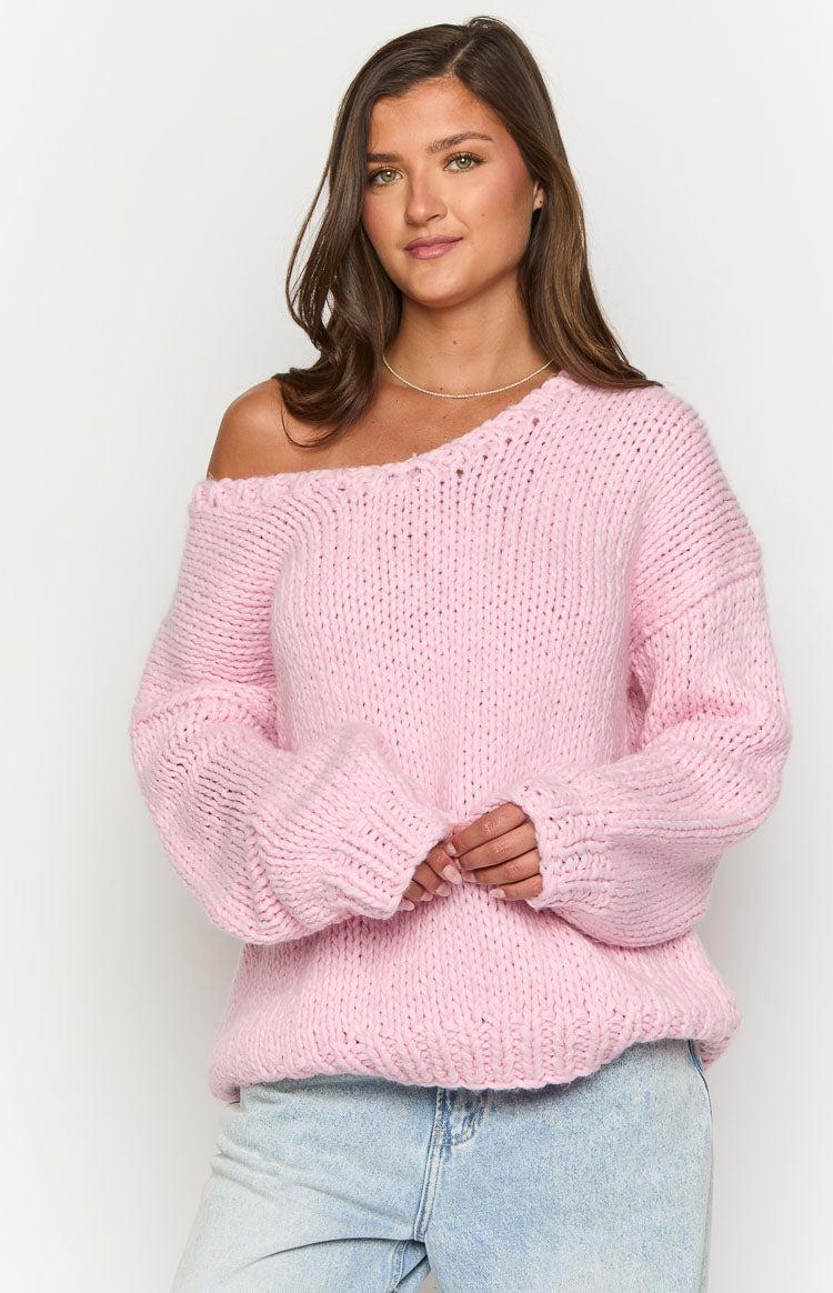 Delvey Light Pink Chunky Knit Sweater Product Image