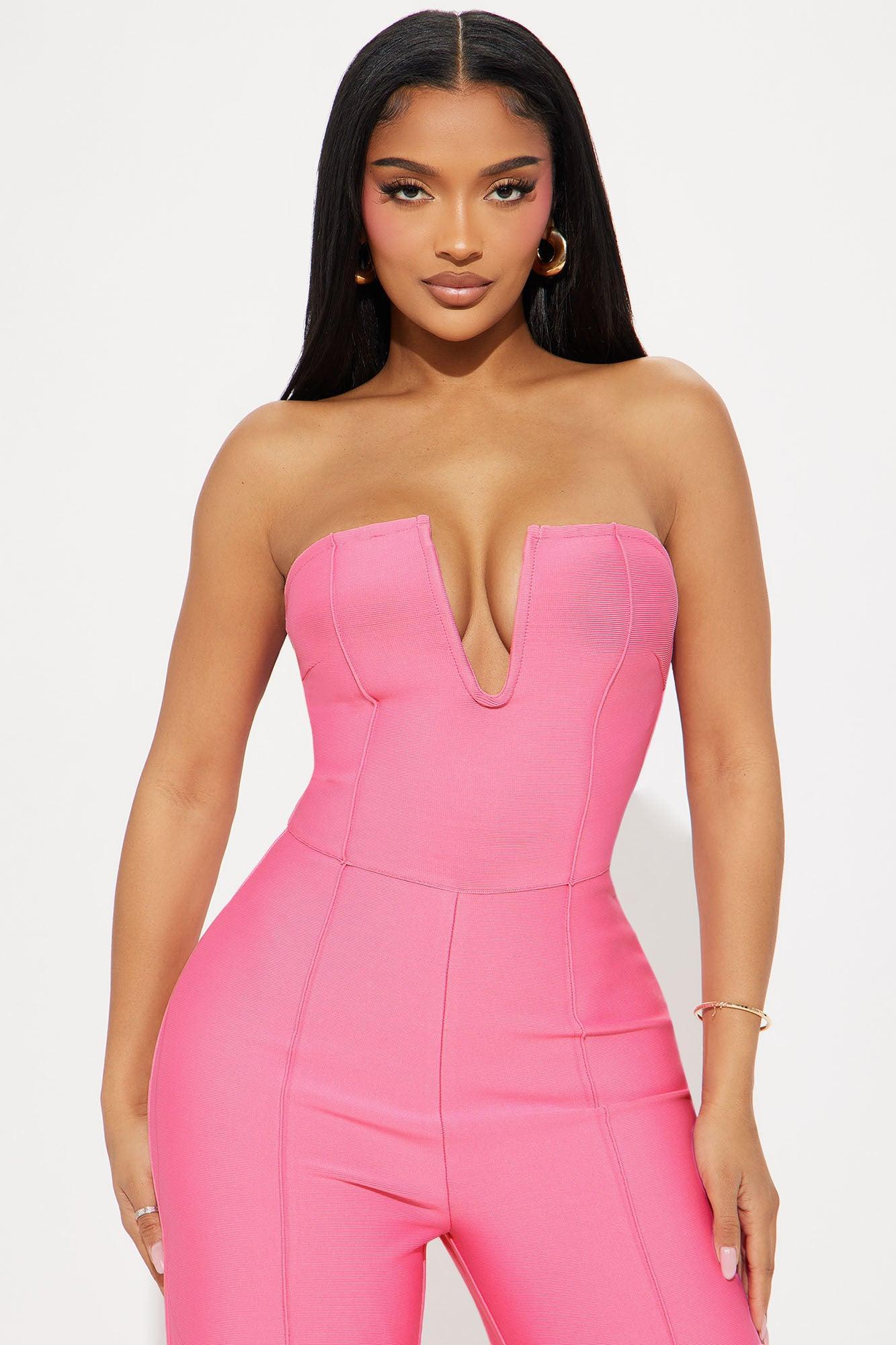 Someone To You Bandage Jumpsuit  - Pink Product Image