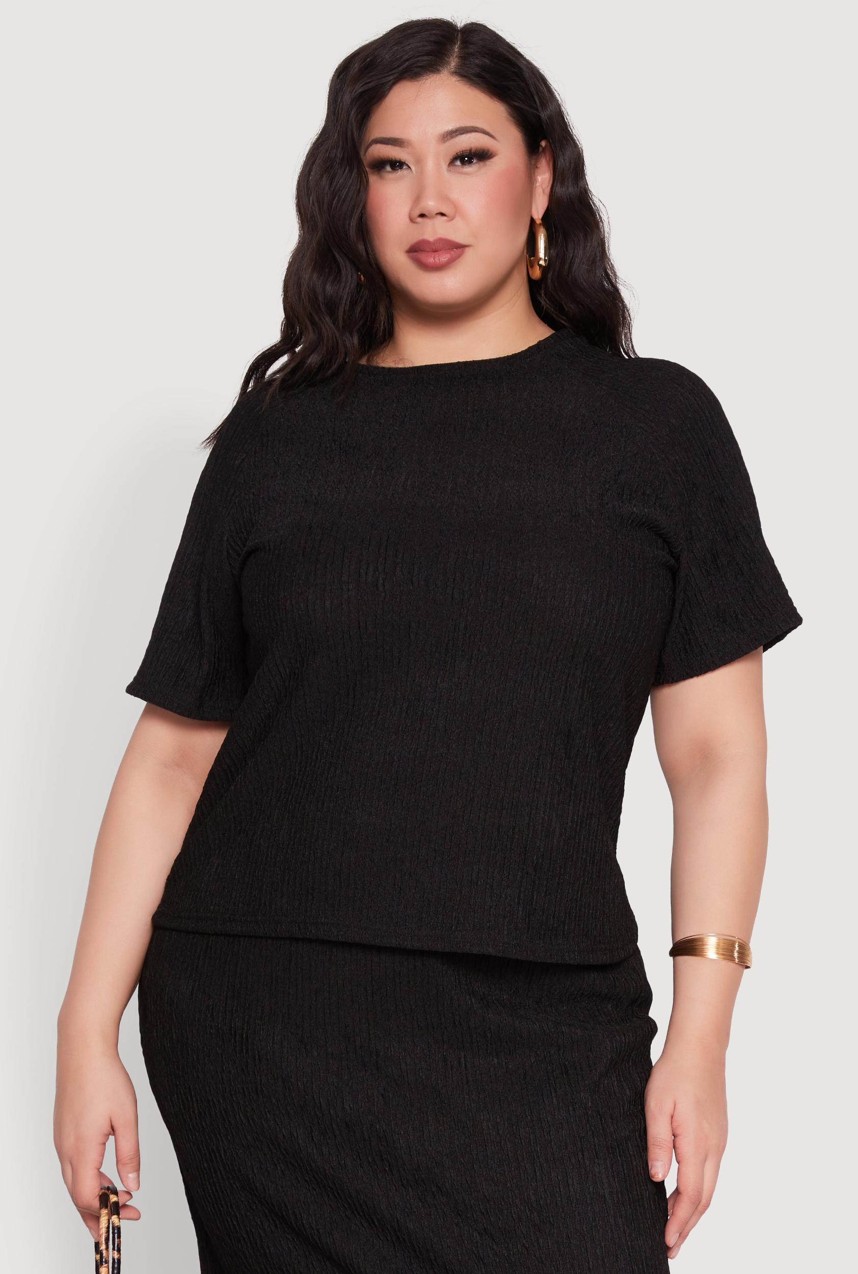 Womens Plus Size Textured Knit Tee Product Image