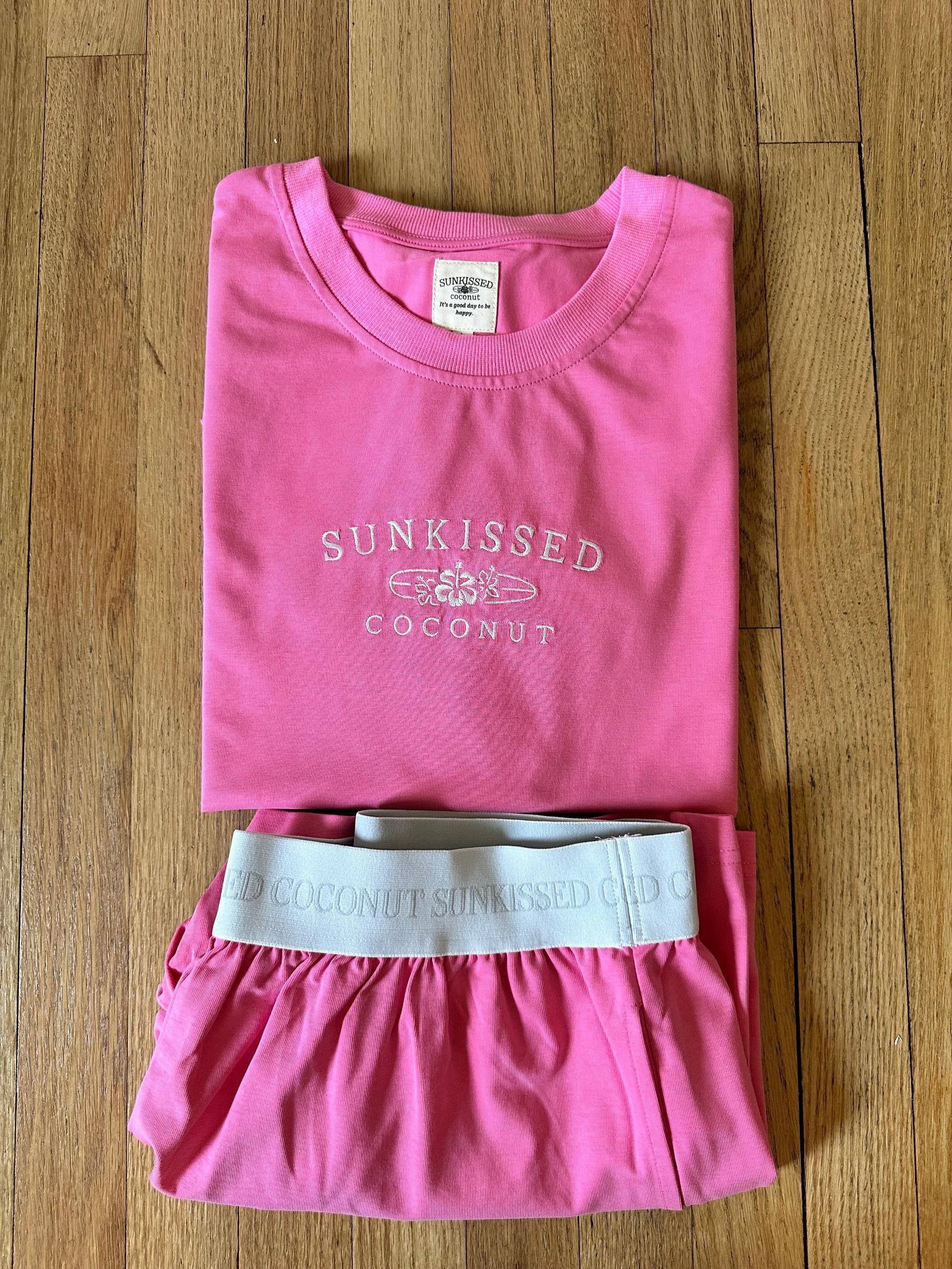 Malibu Pink Basic Watercolor Embroider Tee Product Image