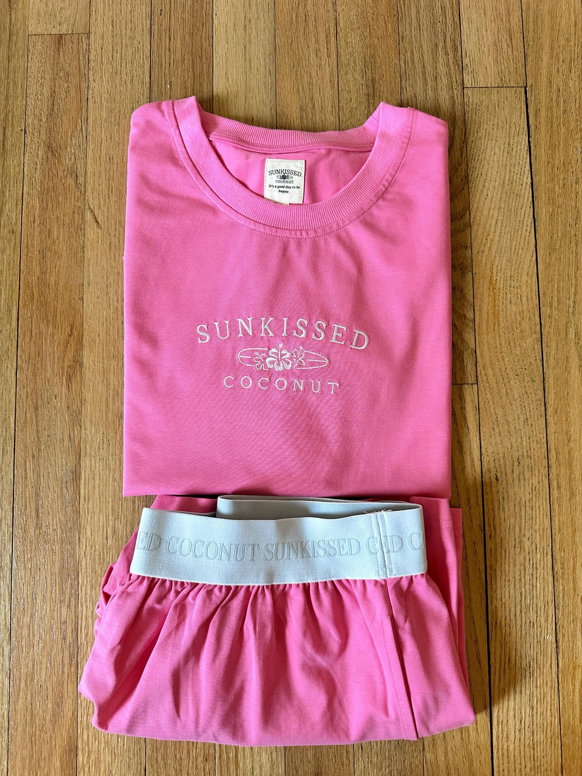 Malibu Pink Basic Watercolor Embroider Tee Product Image