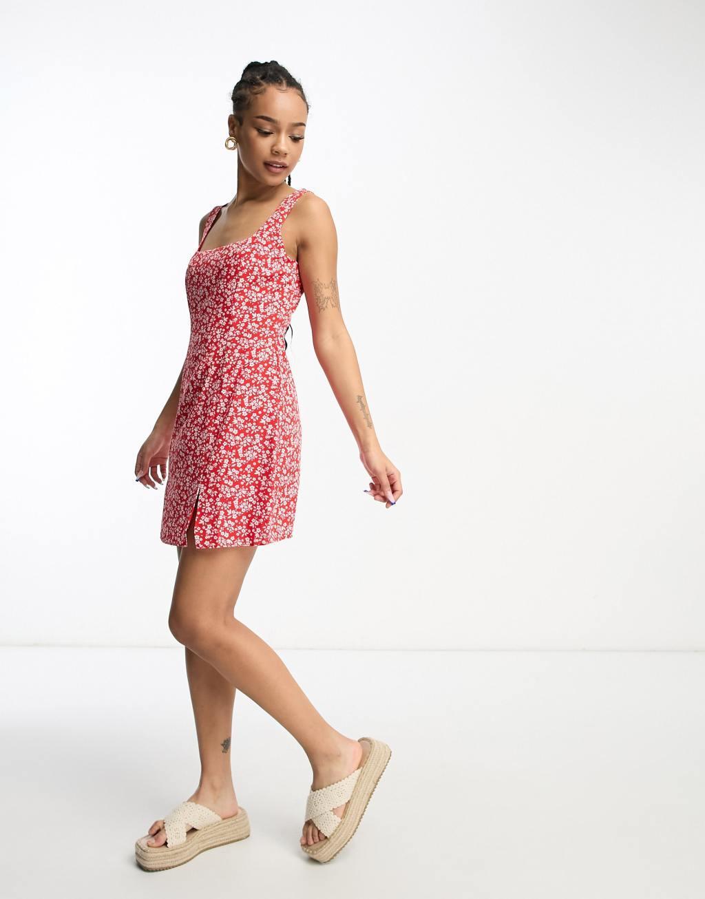 Glamorous Petite 90s fitted mini dress with thigh splits Product Image