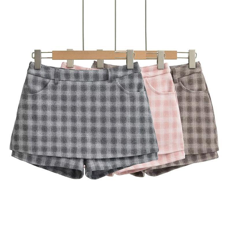 High Waist Plaid Mini Skort Product Image