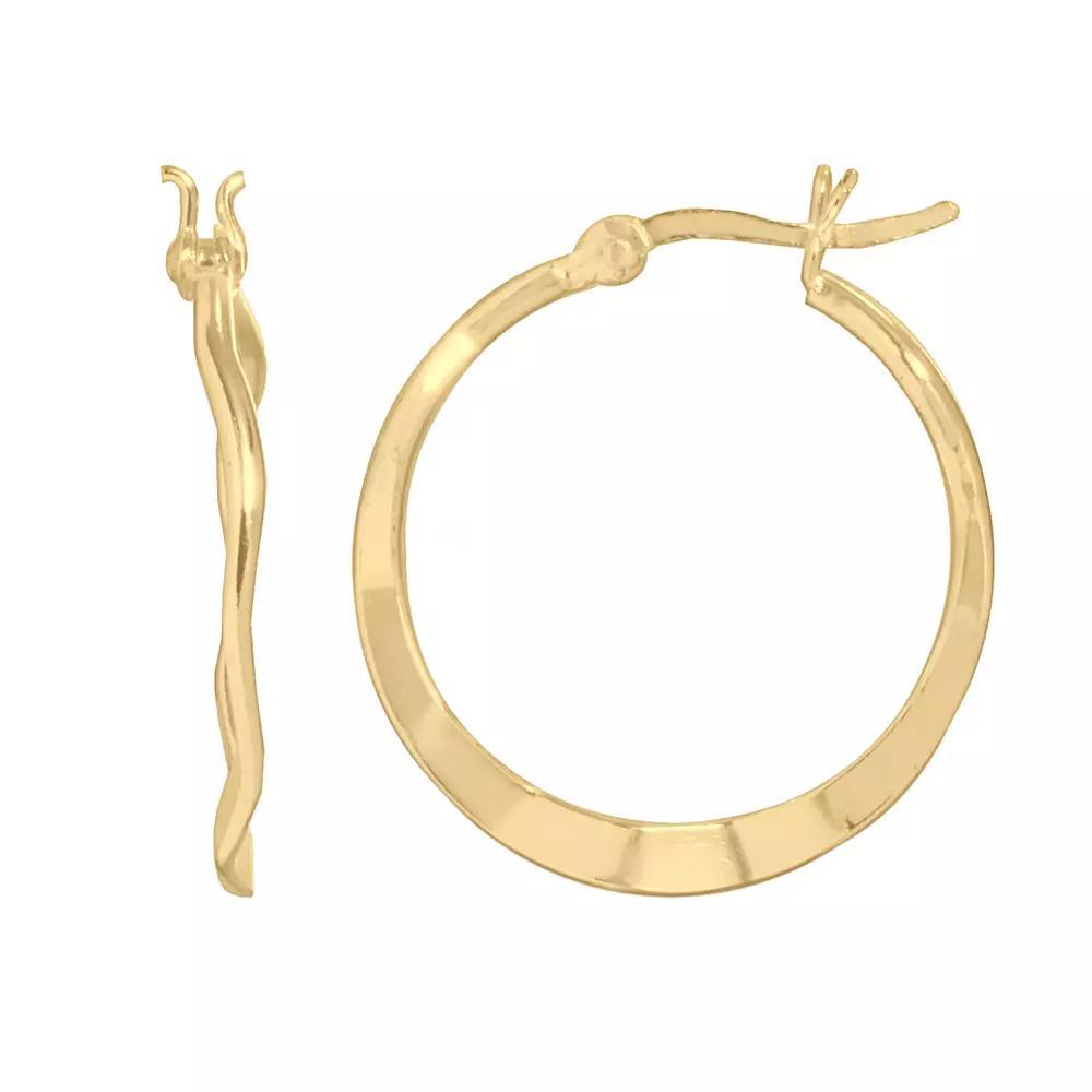 14k Gold Plated Wavy Hoop Earrings, Women's Product Image