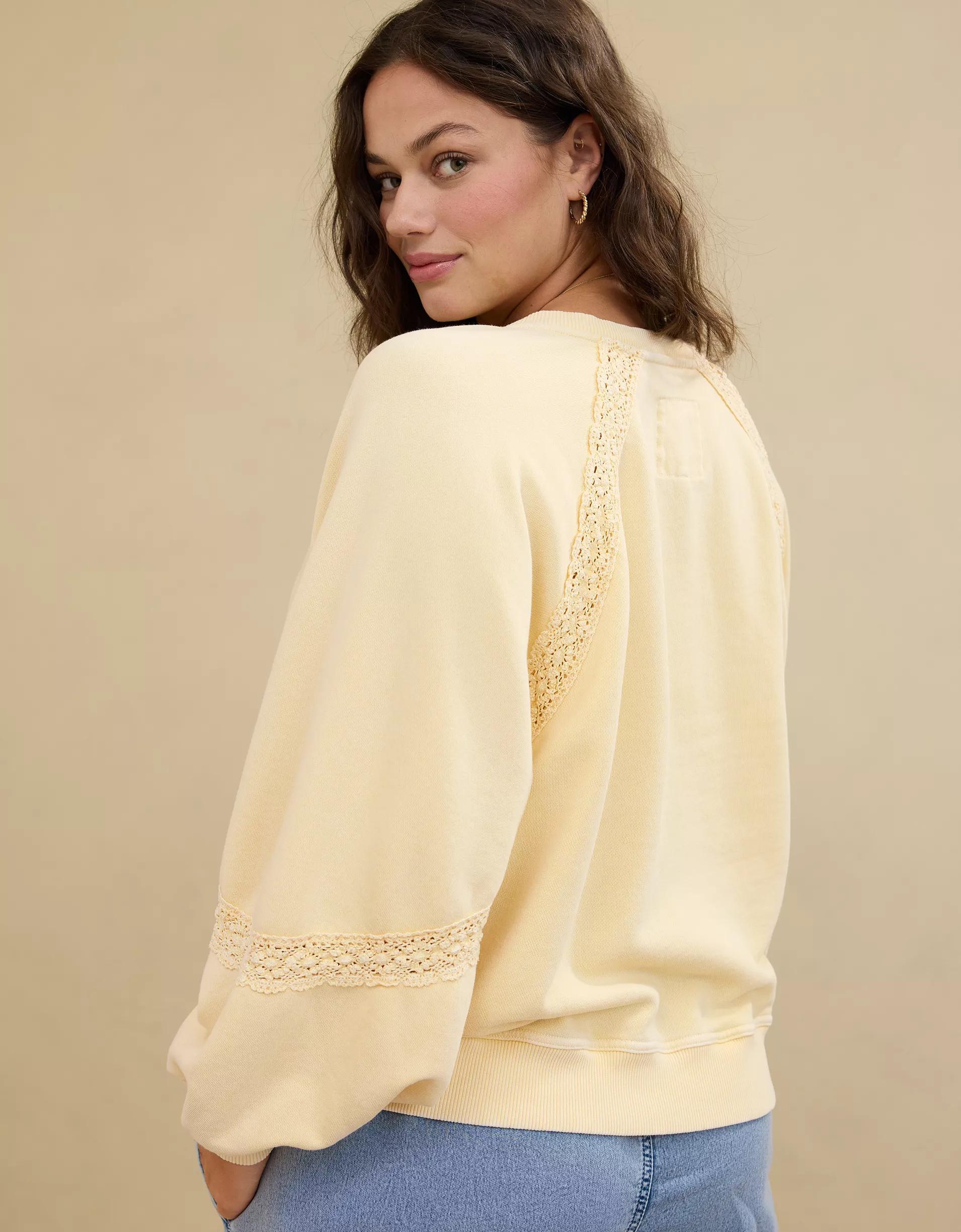 Aerie Hey Crochet Sweatshirt Product Image