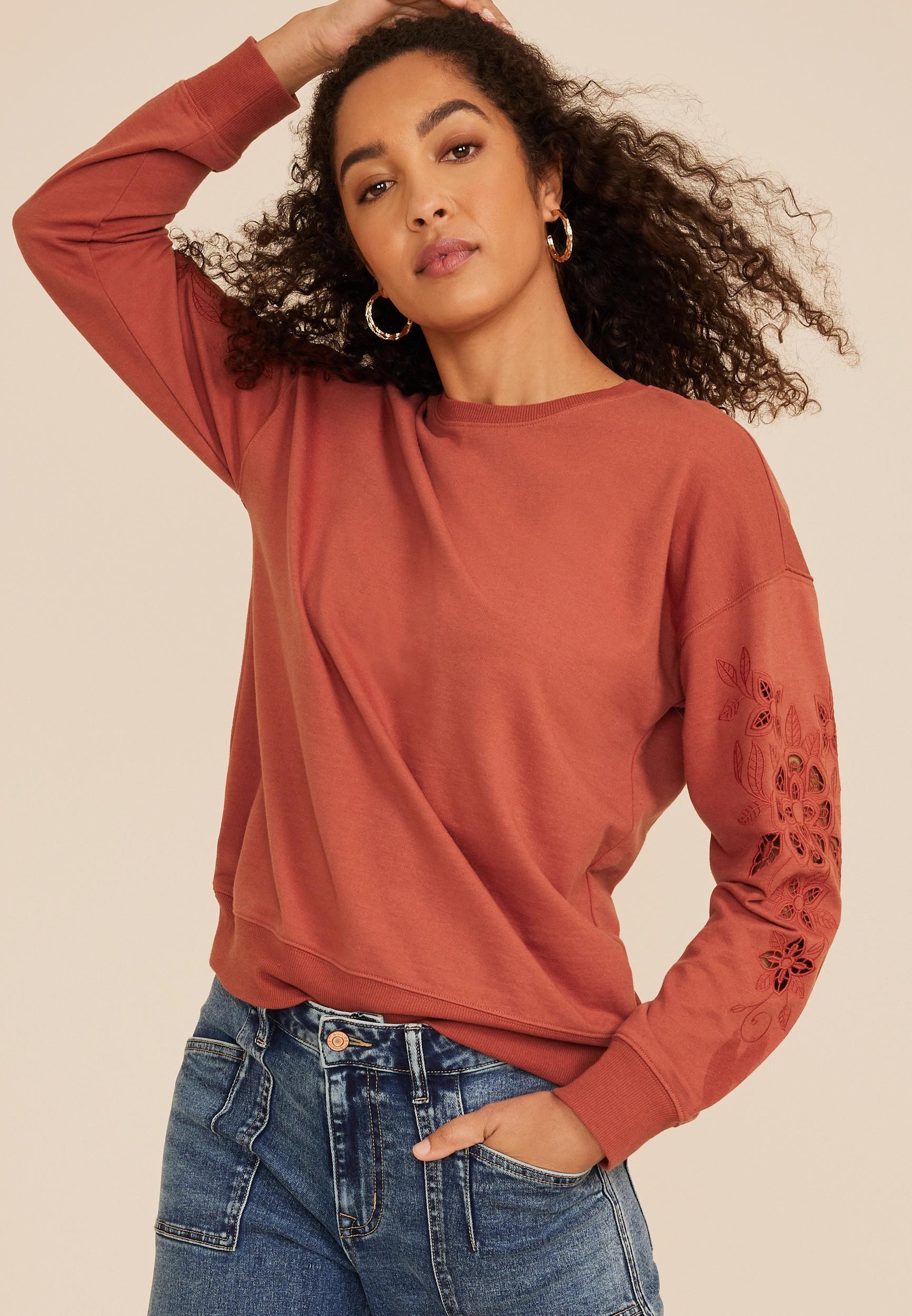 Eyelet Sleeve Sweatshirt Product Image