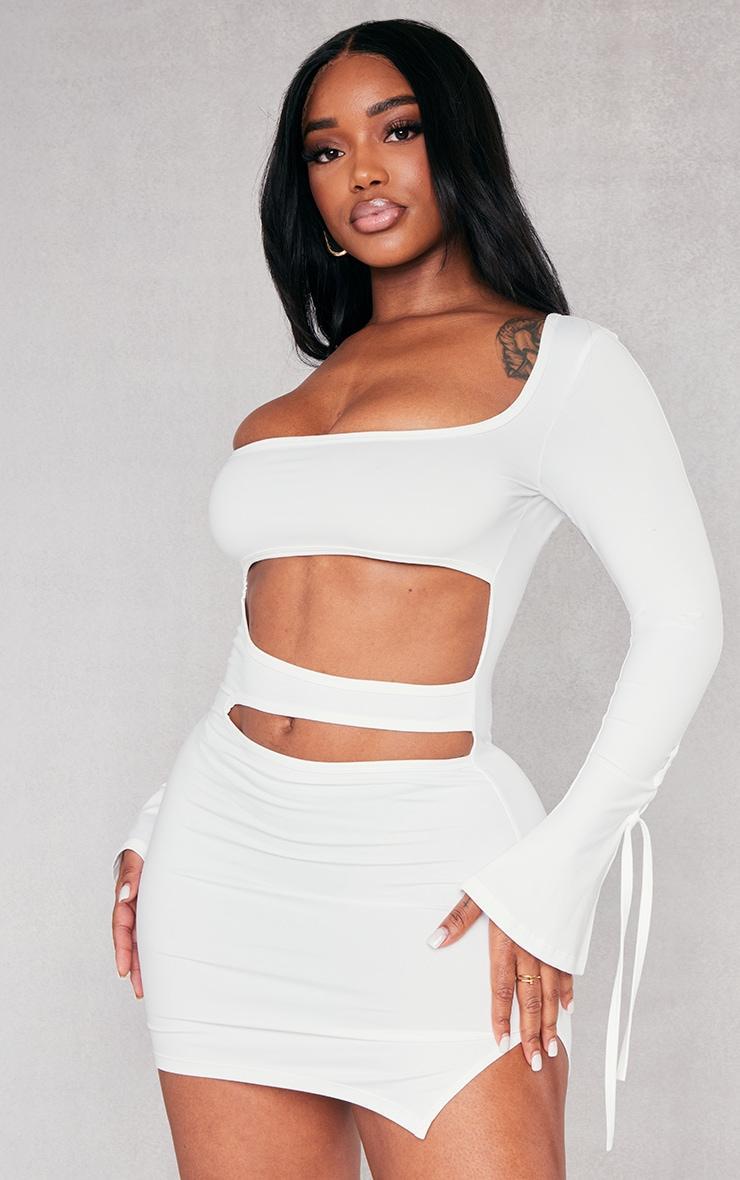 Shape White Sculpted Square Neck Cut Out Mini Dress Product Image