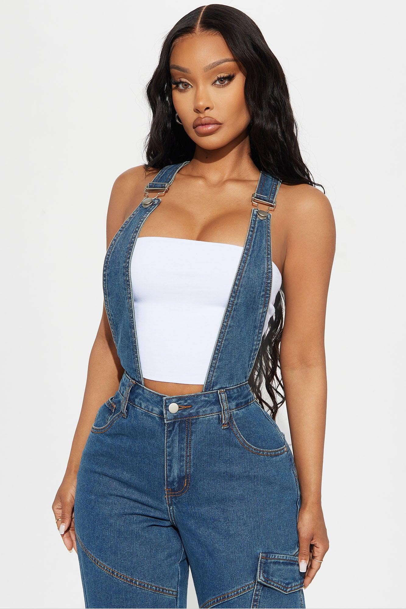 Play By The Rules Denim Overalls - Dark Wash Product Image