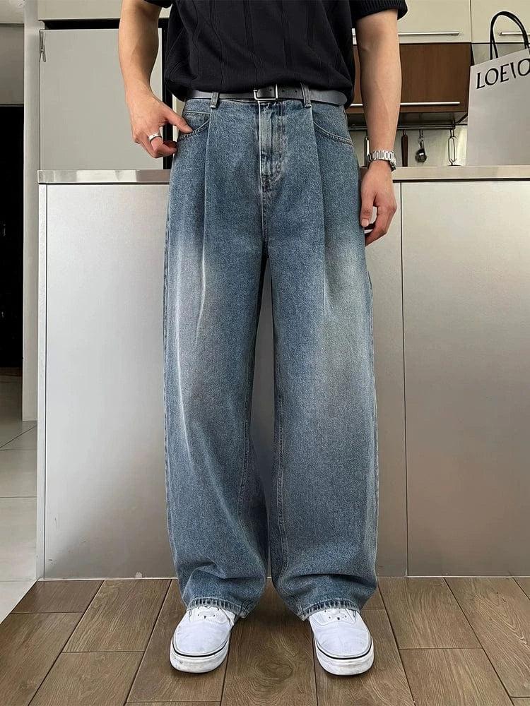 RT No. 18273 PLEATED DENIM STRAIGHT JEANS Product Image